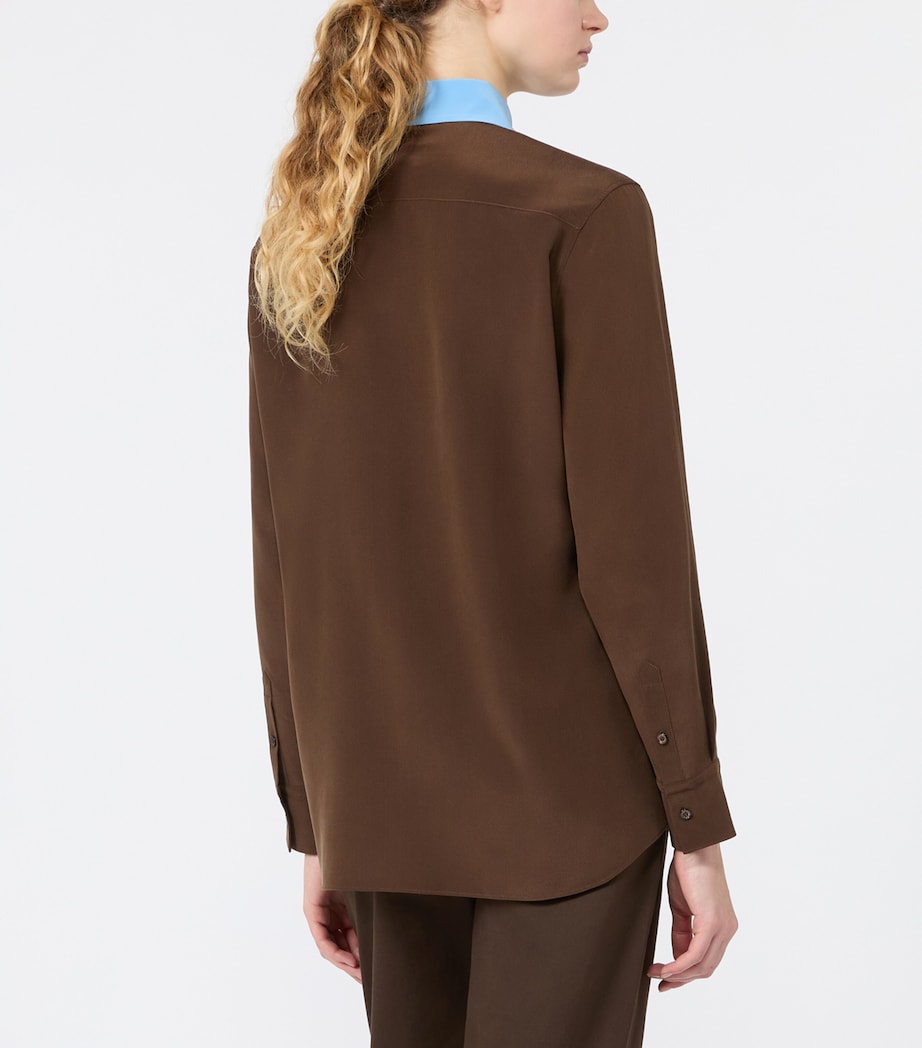 Weekend Max Mara Womens Silk Contrast Collar Shirt Brown Image 4