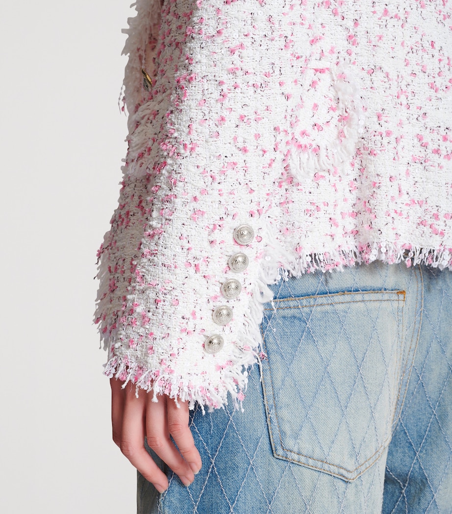 Tweed Frayed Blazer GRD BLANC/ROSE Image 6