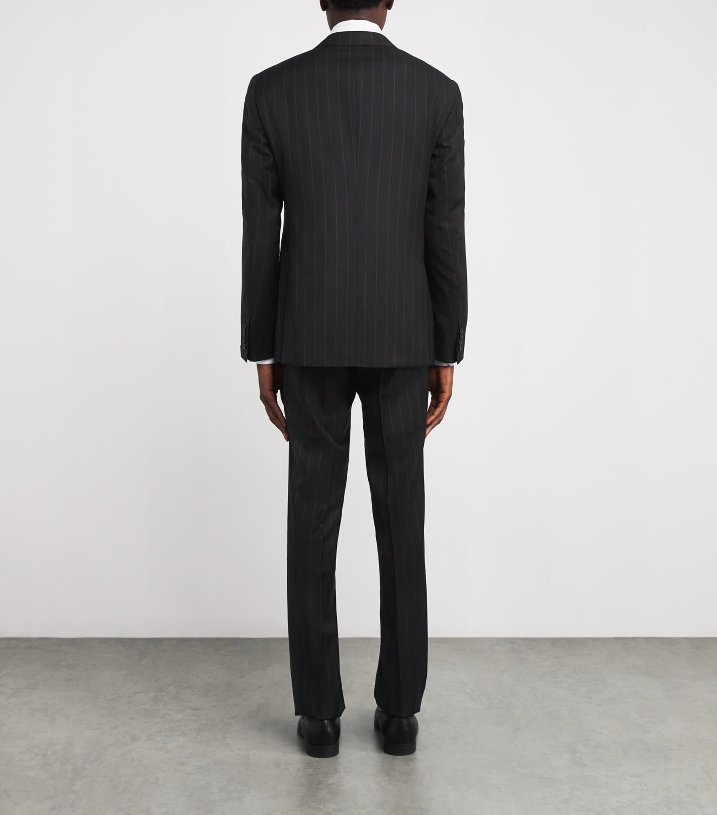 Virgin Wool Pinstripe 2-Piece Suit 20 BLACK Image 4