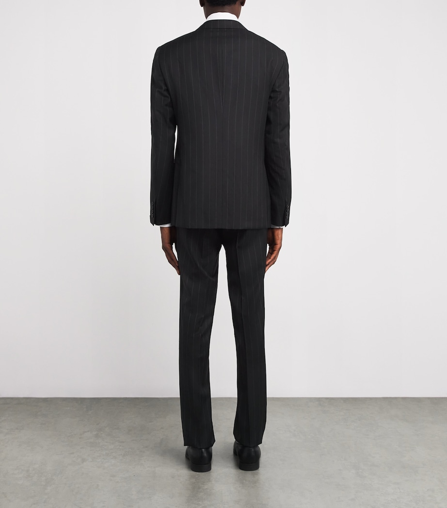 Virgin Wool Pinstripe 2-Piece Suit 20 BLACK Image 4