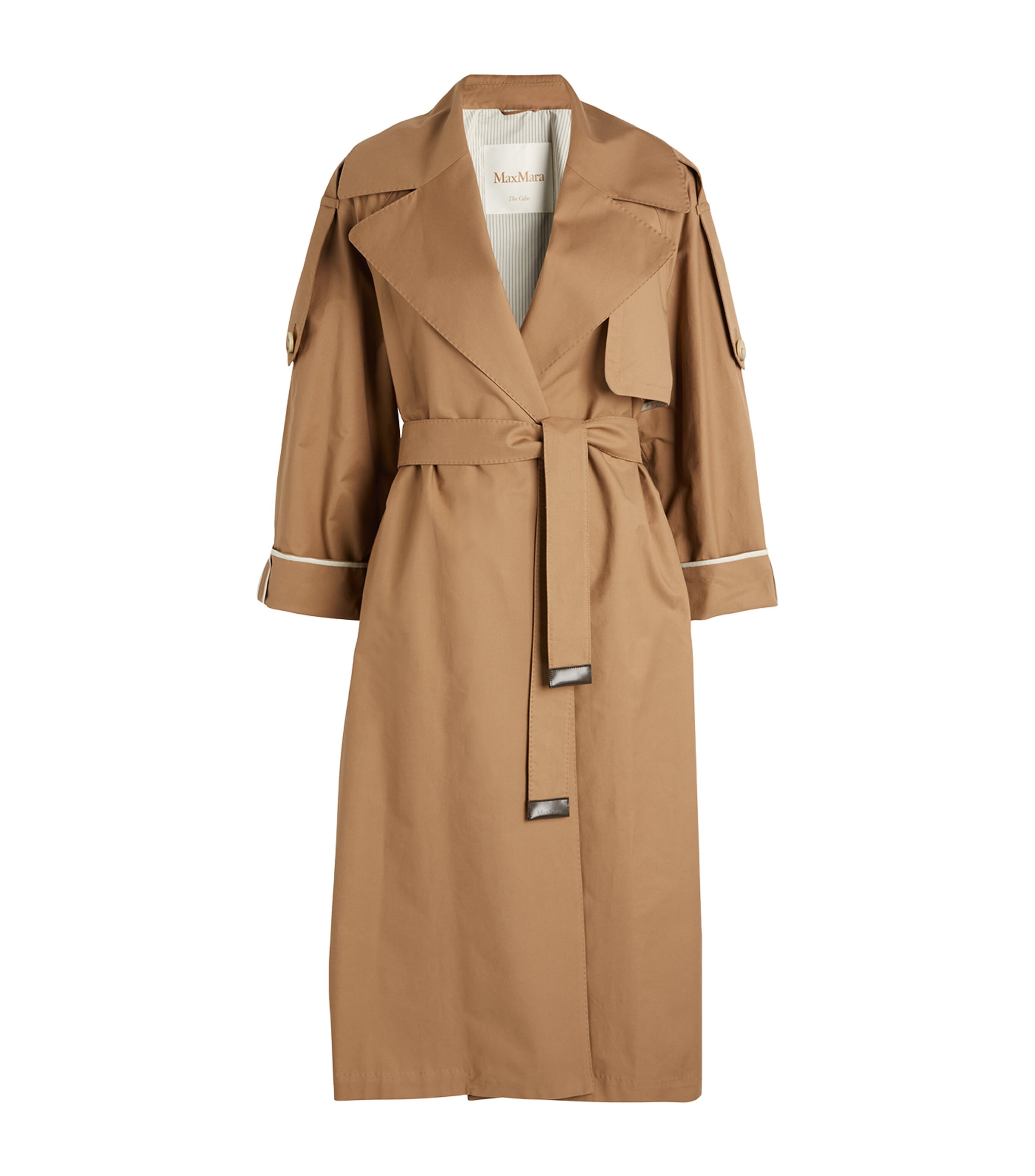 Max Mara Oversized Belted Trench Coat In Burgundy