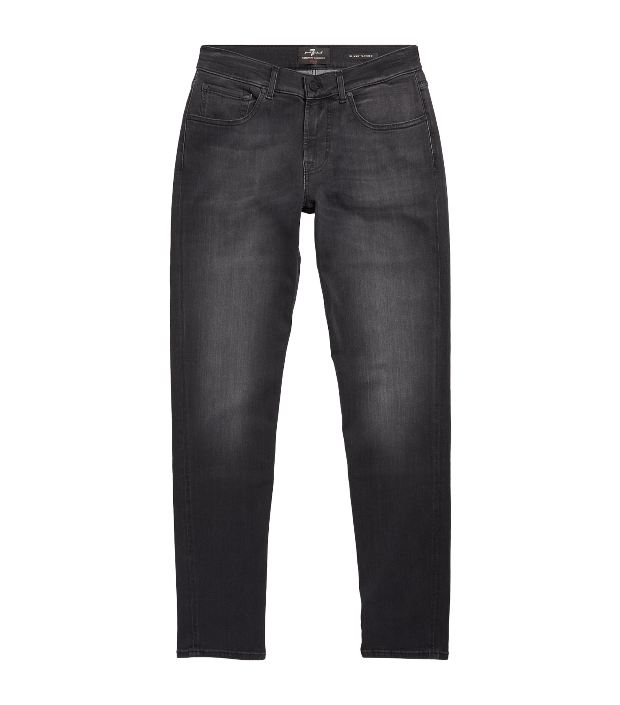 7 For All Mankind Mens Black Slimmy Tapered Luxe Performance Plus Slim-fit Tapered Jeans In Black