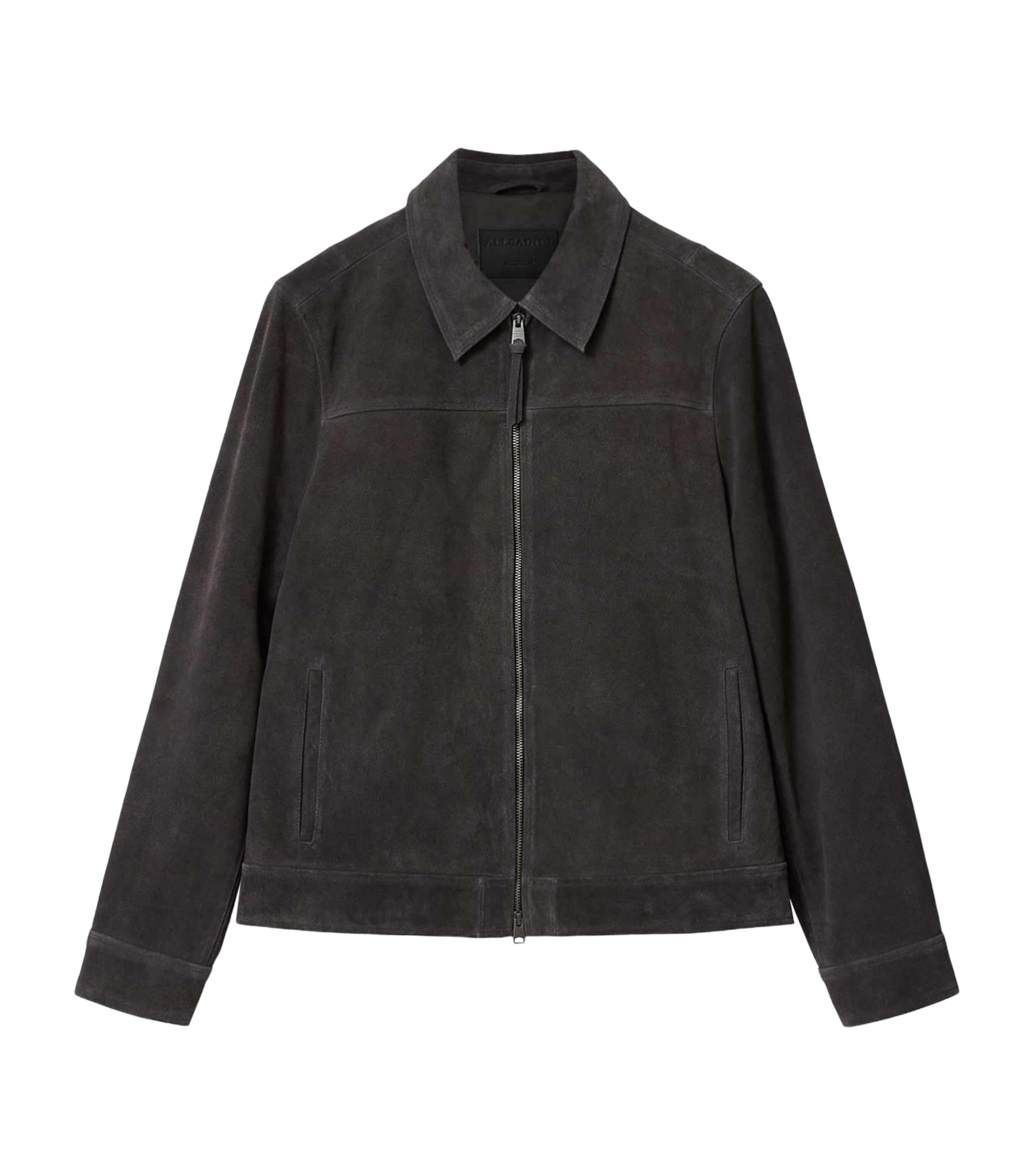 AllSaints Mens Suede Rhone Jacket Anthracite Grey Image 1