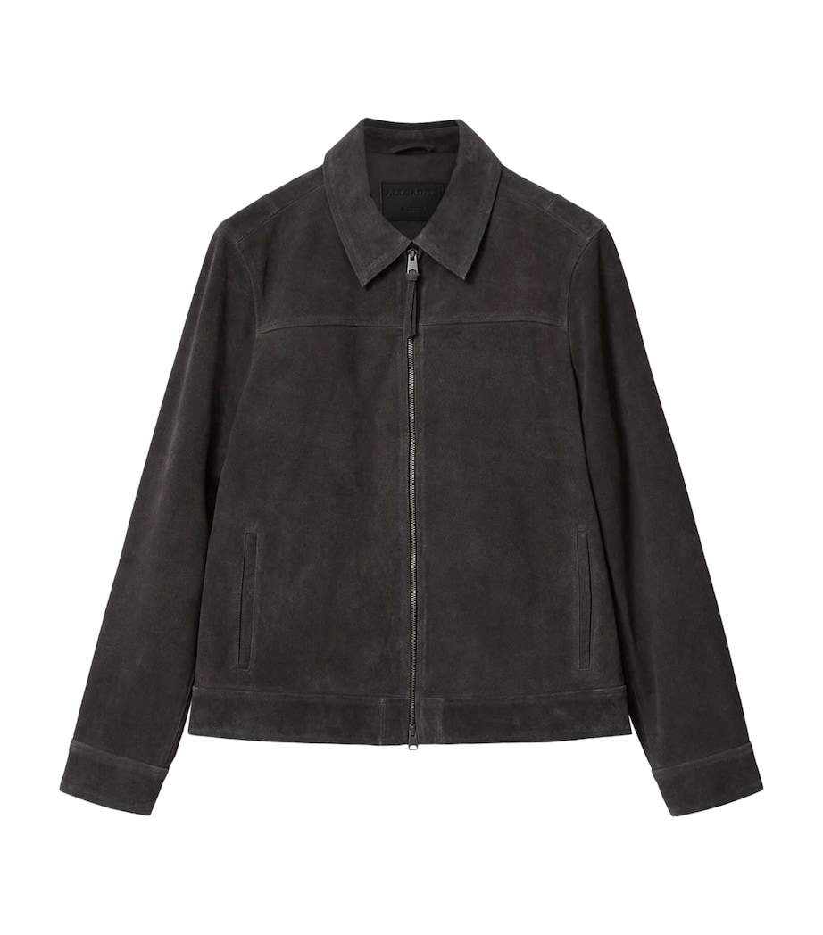 AllSaints Mens Suede Rhone Jacket Anthracite Grey Image 1