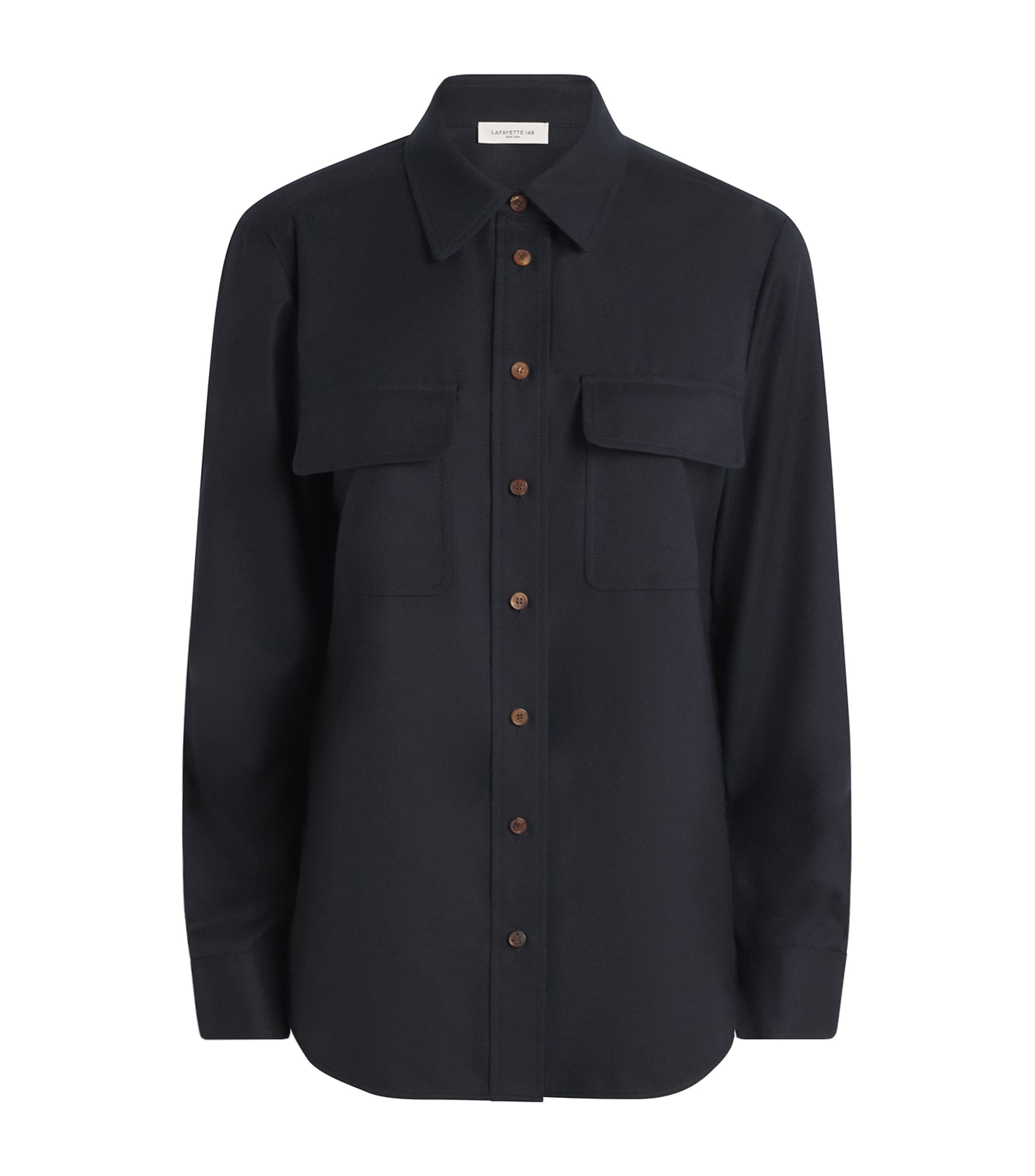Lafayette 148 Womens Wool Shirt Ink Image 1