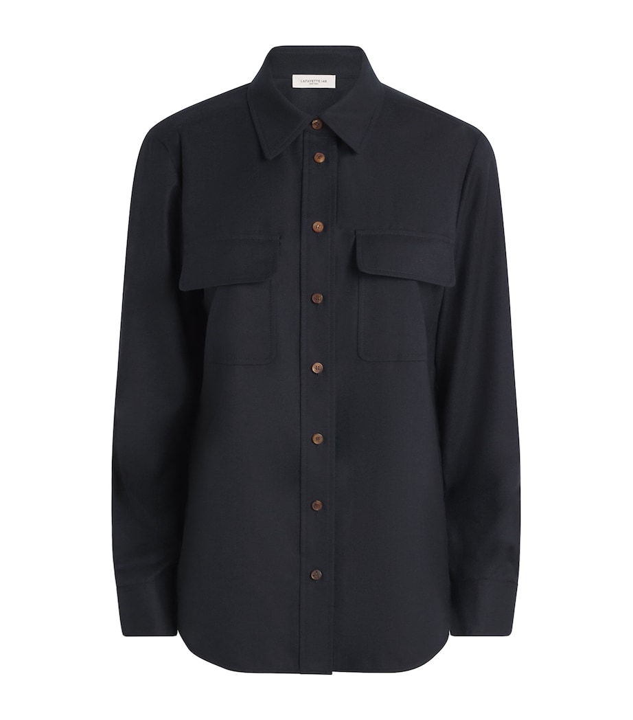 Lafayette 148 Womens Wool Shirt Ink Image 1