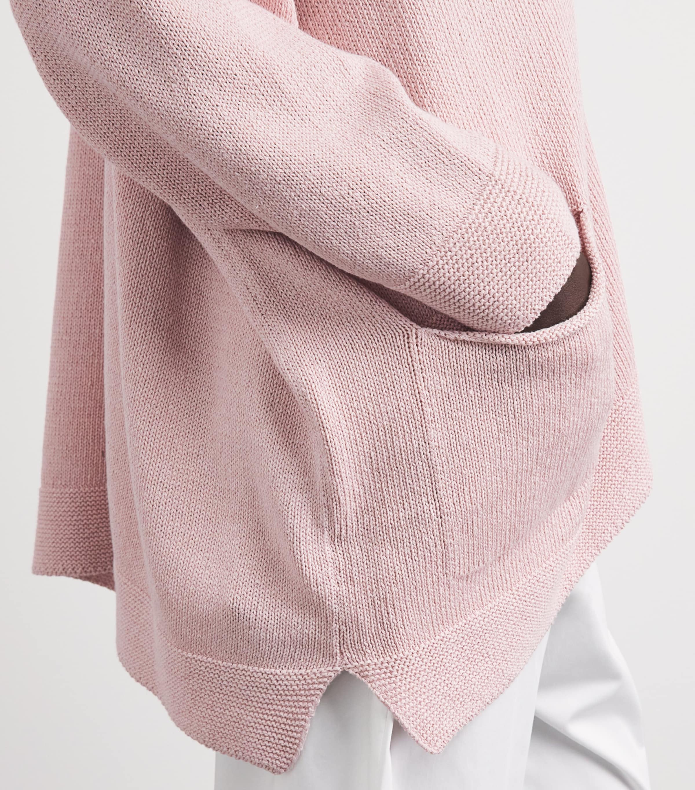 Eskandar Womens Linen-Organic Cotton V-Neck Cardigan Rosepowder Image 3