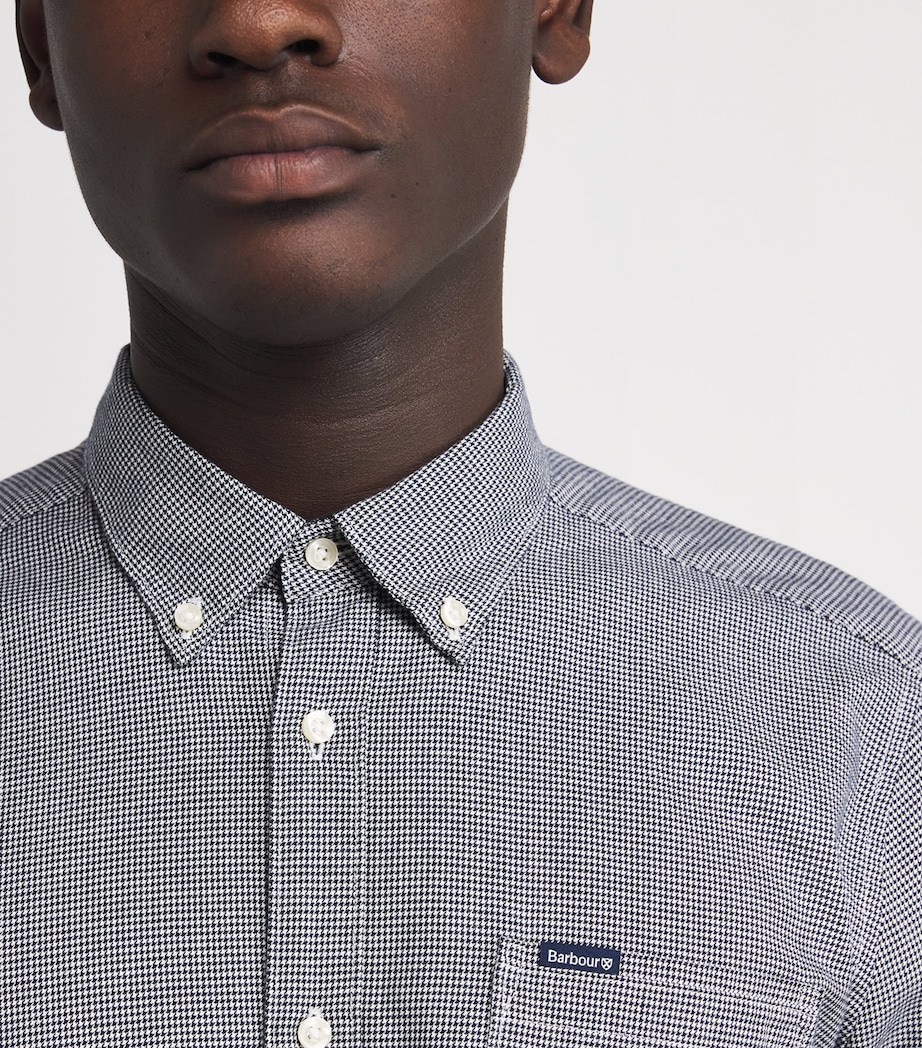 Cotton Huntly Houndstooth Tailored Shirt NY91 NAVY Image 6