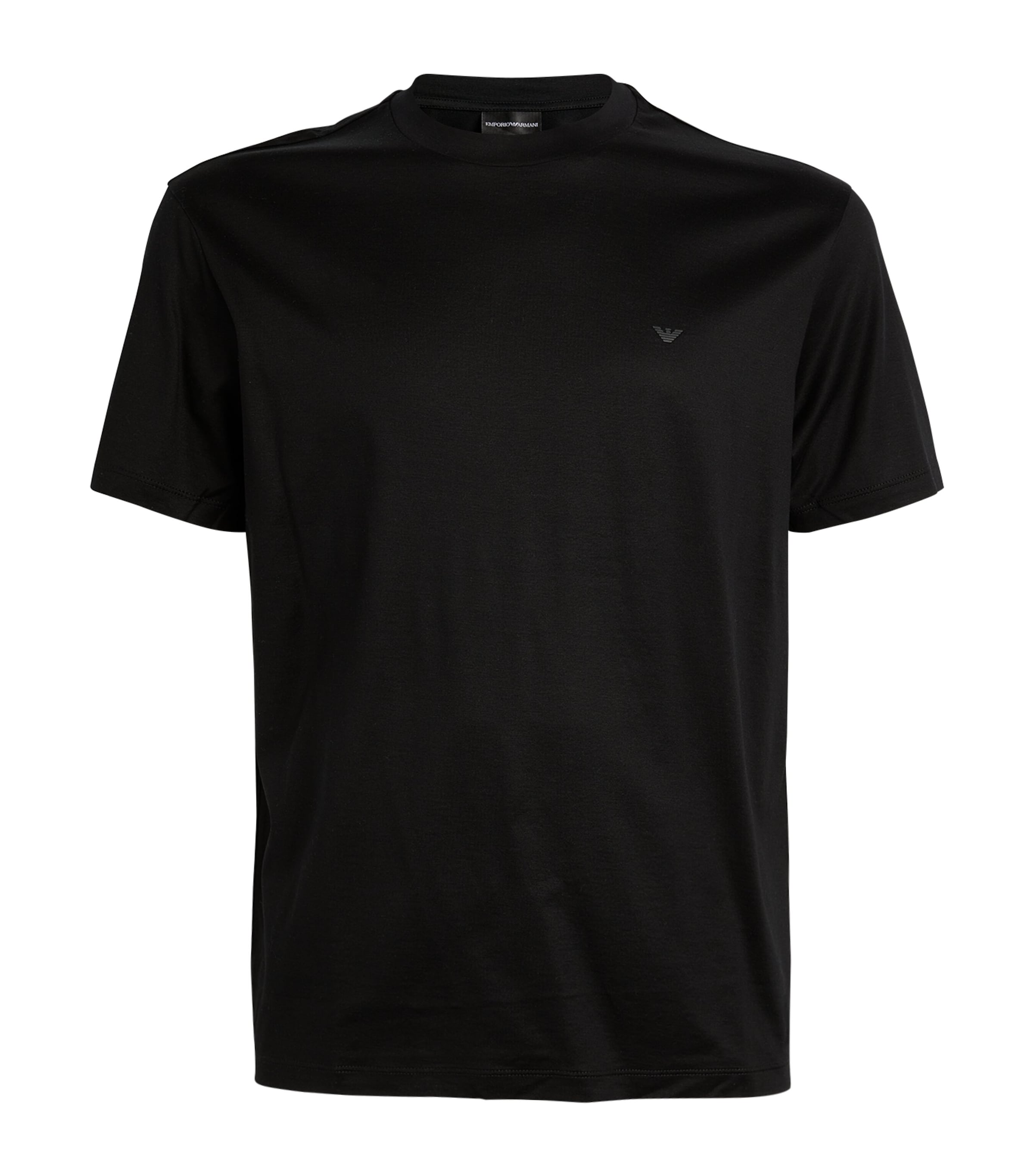 Emporio Armani Crew Neck Modal Blend Short Sleeve Top In Black