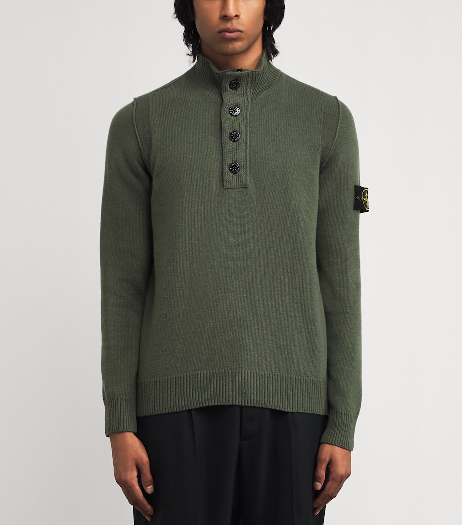 Lambswool-Blend Buttoned Sweater V0054 Image 3