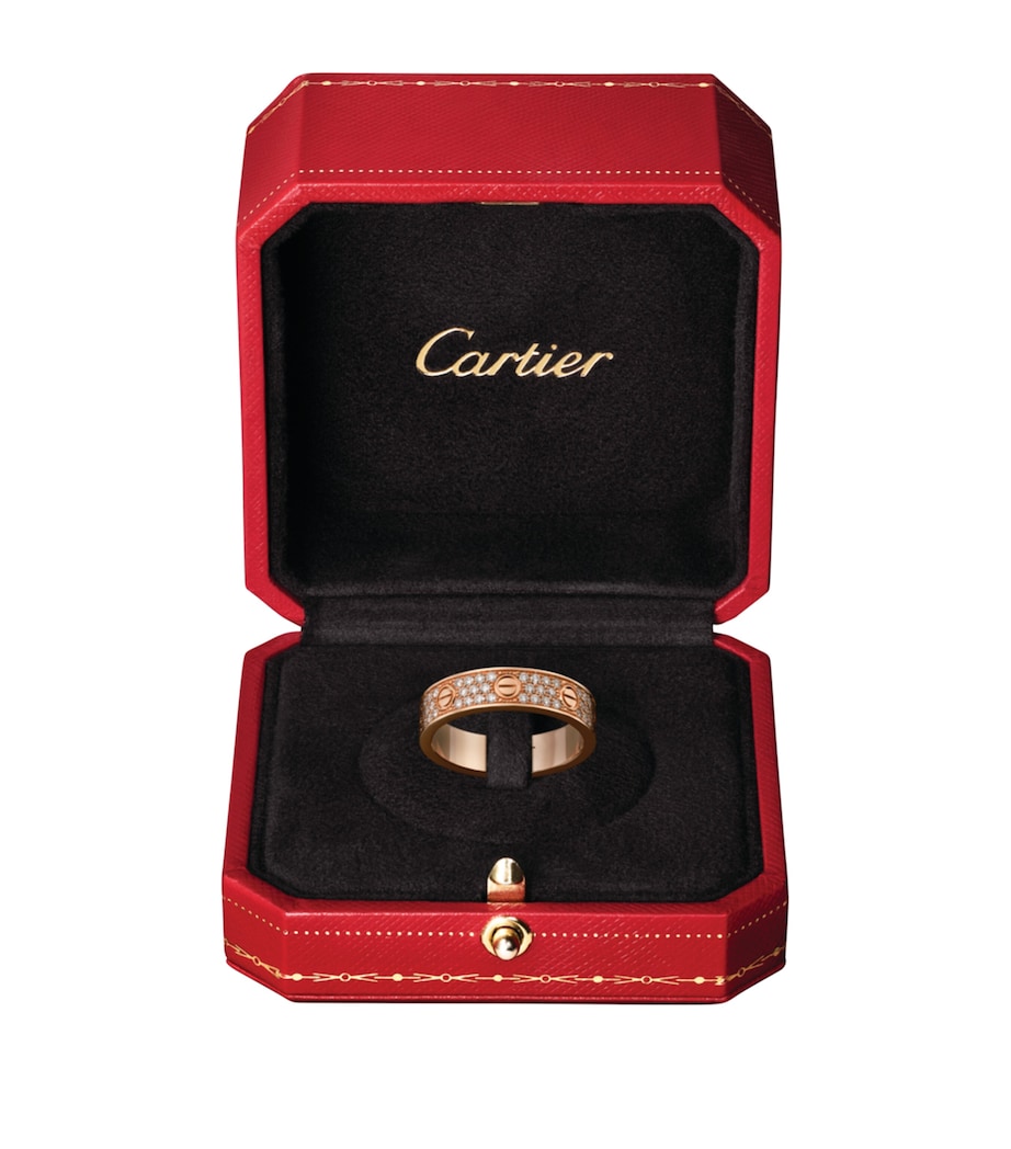 Rose Gold and Diamond-Paved LOVE Wedding Band MULTI Image 3