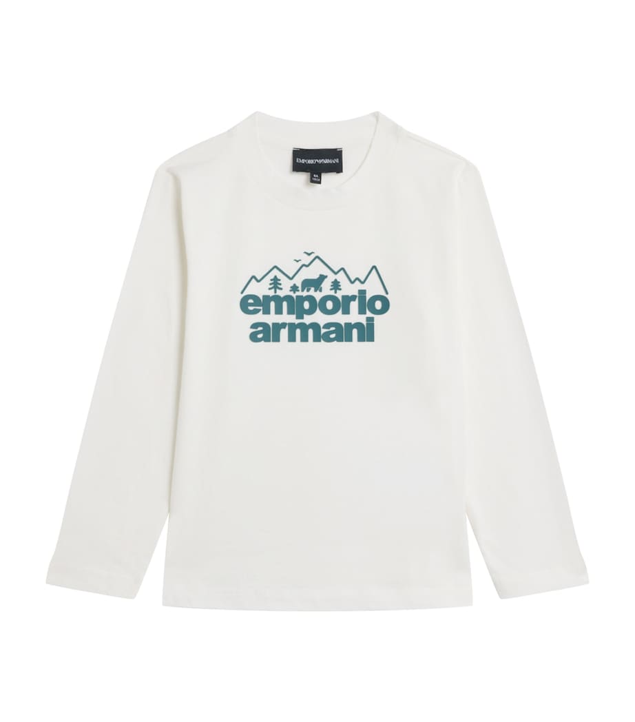 Cotton Logo Long-Sleeve T-Shirt (4-16 Years) U0003OFF WHITE Image 1