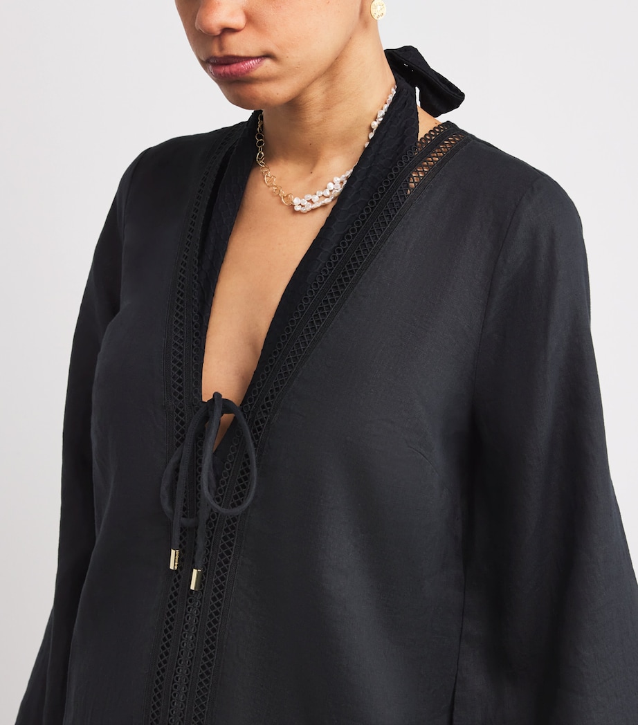 Linen Meteora Mini Kaftan BLK-BLK/LINEN Image 5