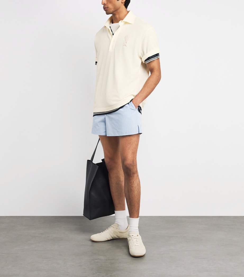 AMI Paris Mens Cotton Ami de Coeur Polo Shirt Blanc Creme Image 2