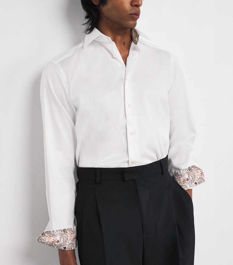 Cotton Paisley-Collar Contemporary-Fit Shirt WHITE Image 6