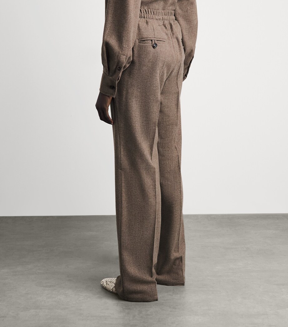 Kiton Womens Virgin Wool-Cashmere Straight Trousers Light Brown Stripe Image 5