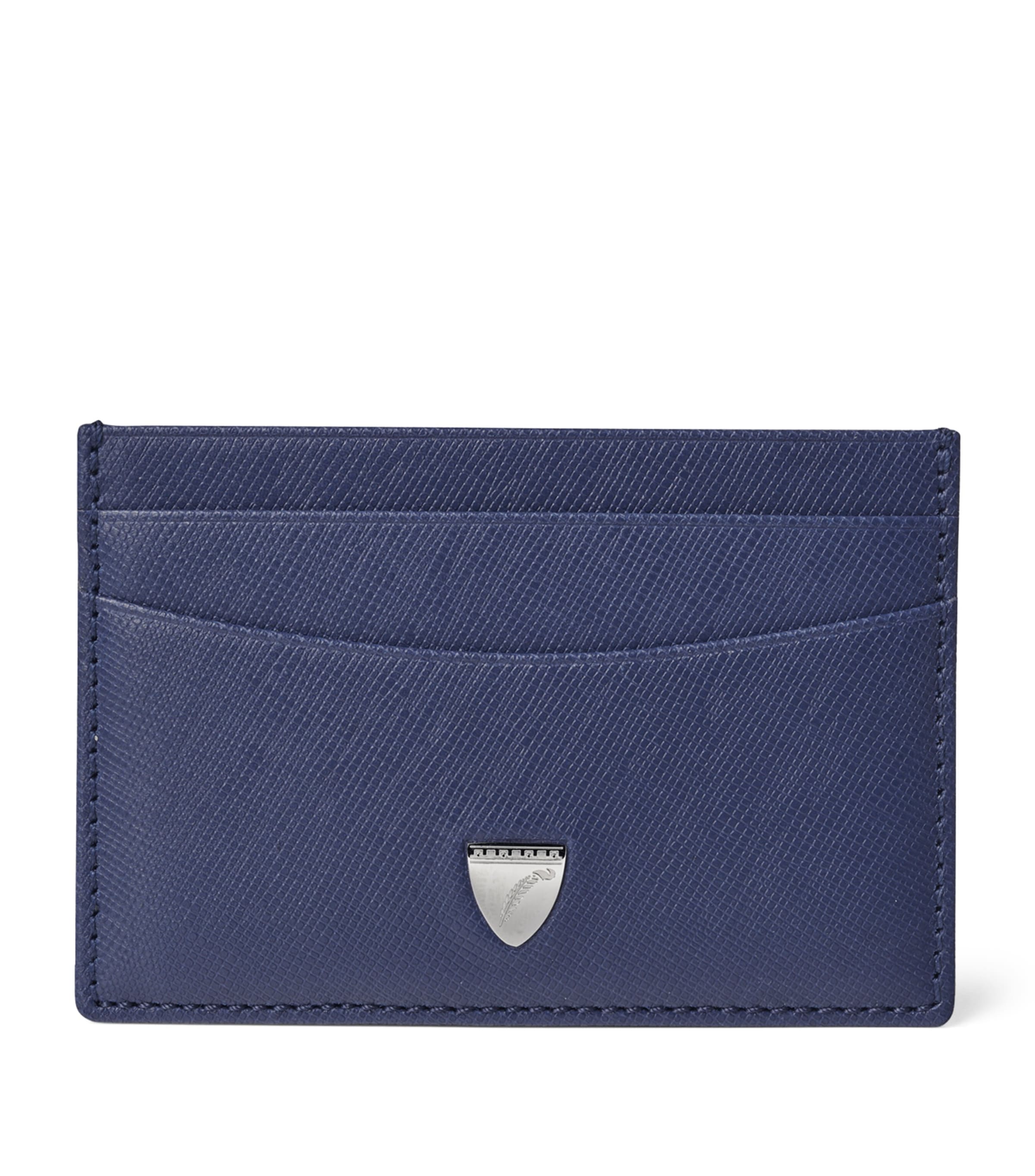 Aspinal Of London Leather Slim Card Holder In Blue