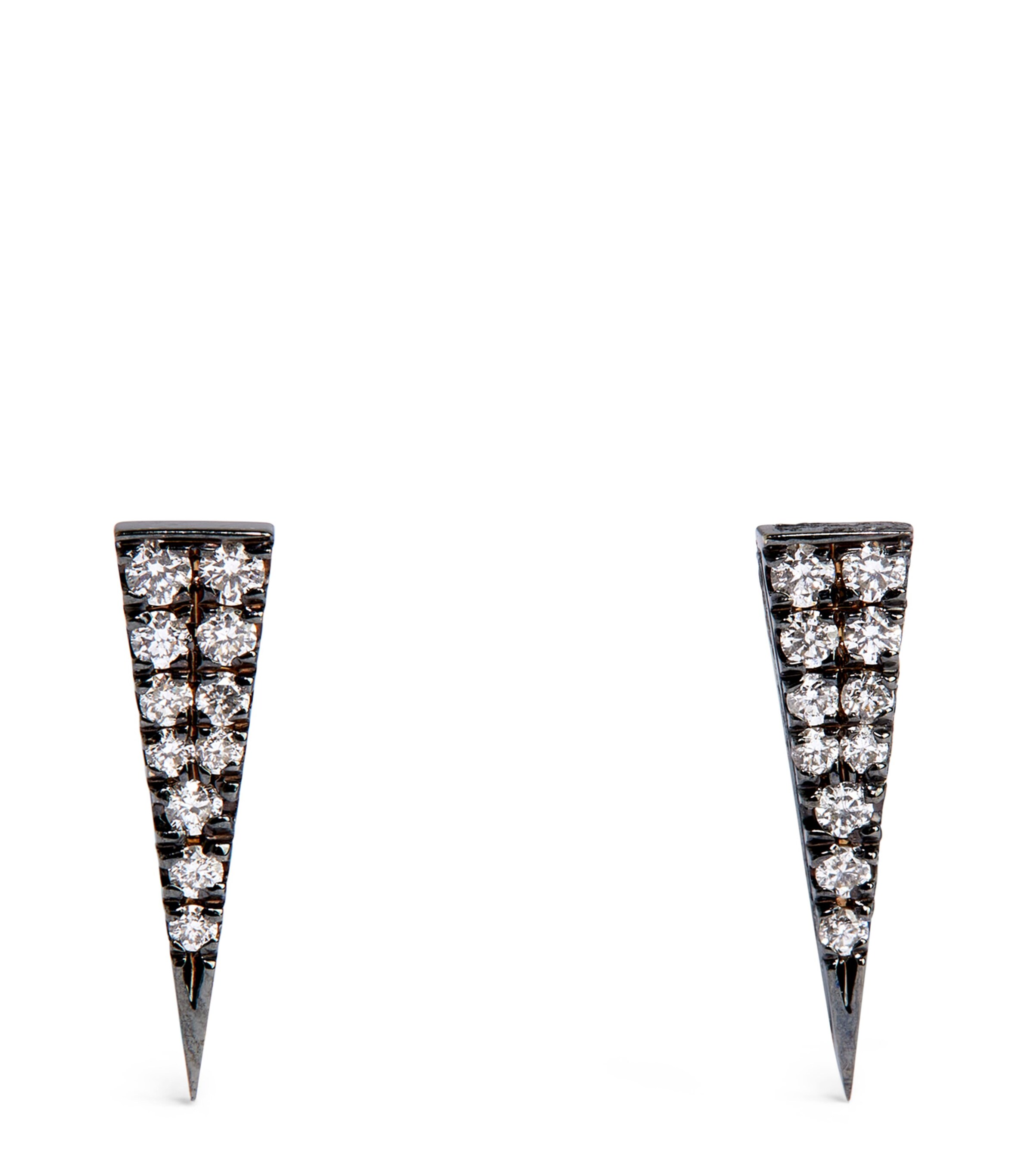 Eva Fehren Blackened White Gold And Diamond Fringe Stud Earrings In Black