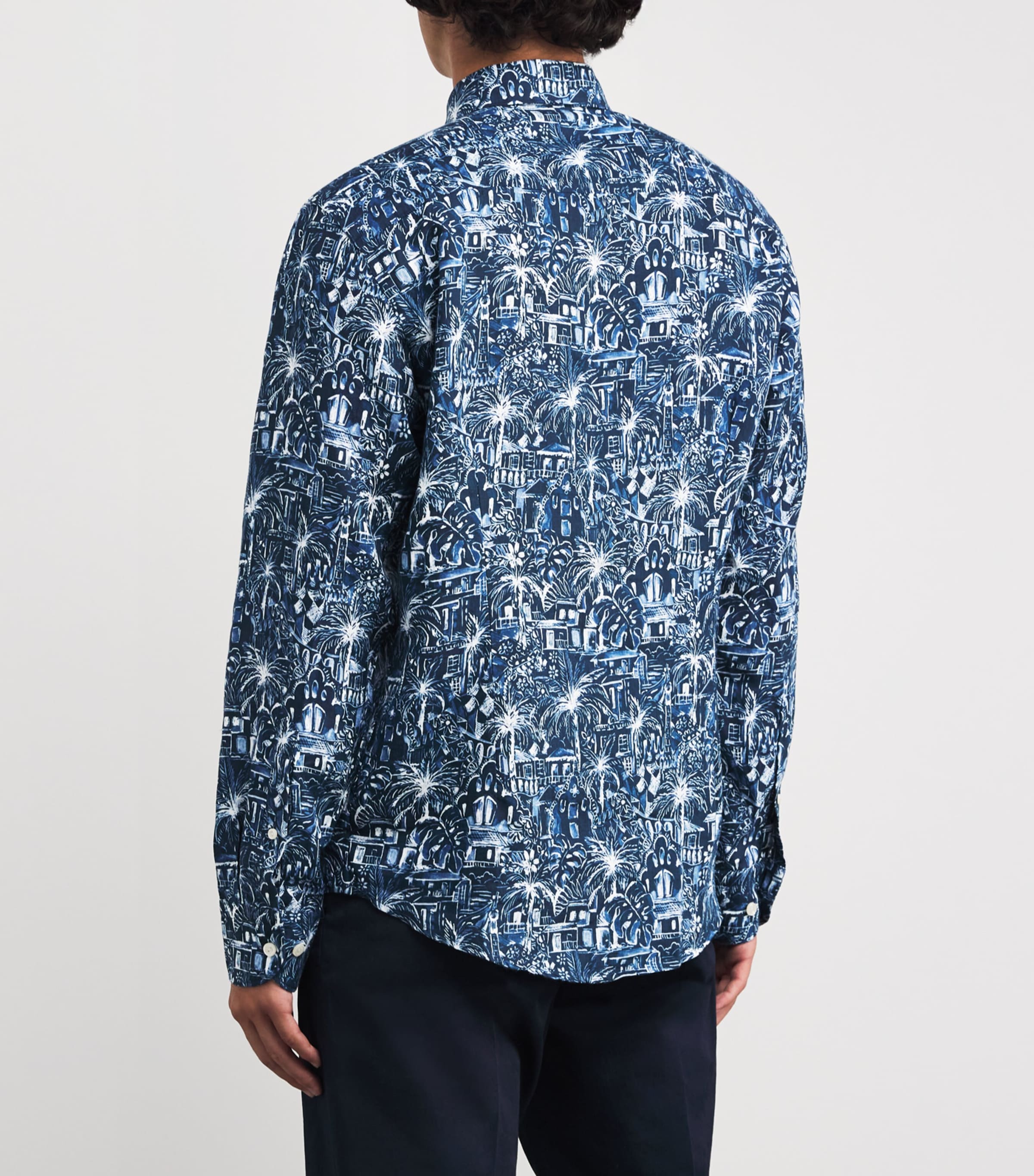Eton Mens Linen Resort Shirt Dark Blue Image 4