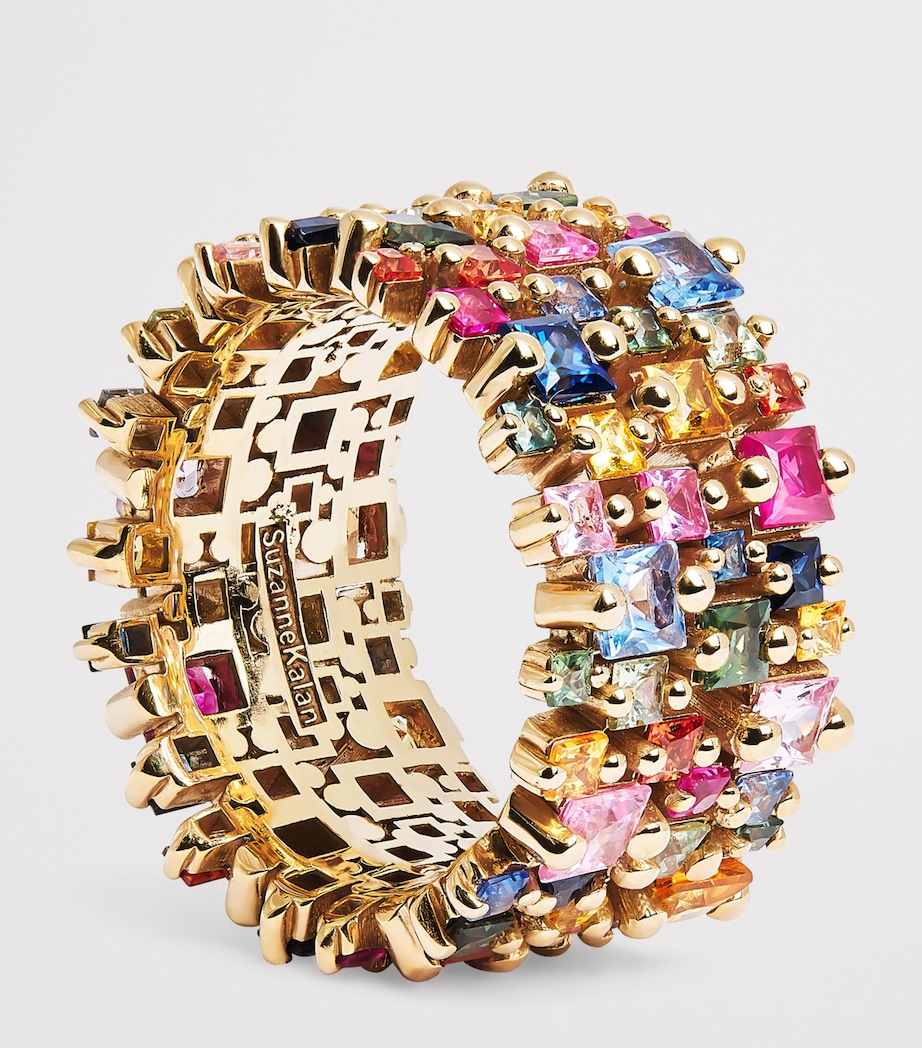 Suzanne Kalan Rose Gold and Rainbow Sapphire Princess Eternity Ring Yg/white Diamond Image 6