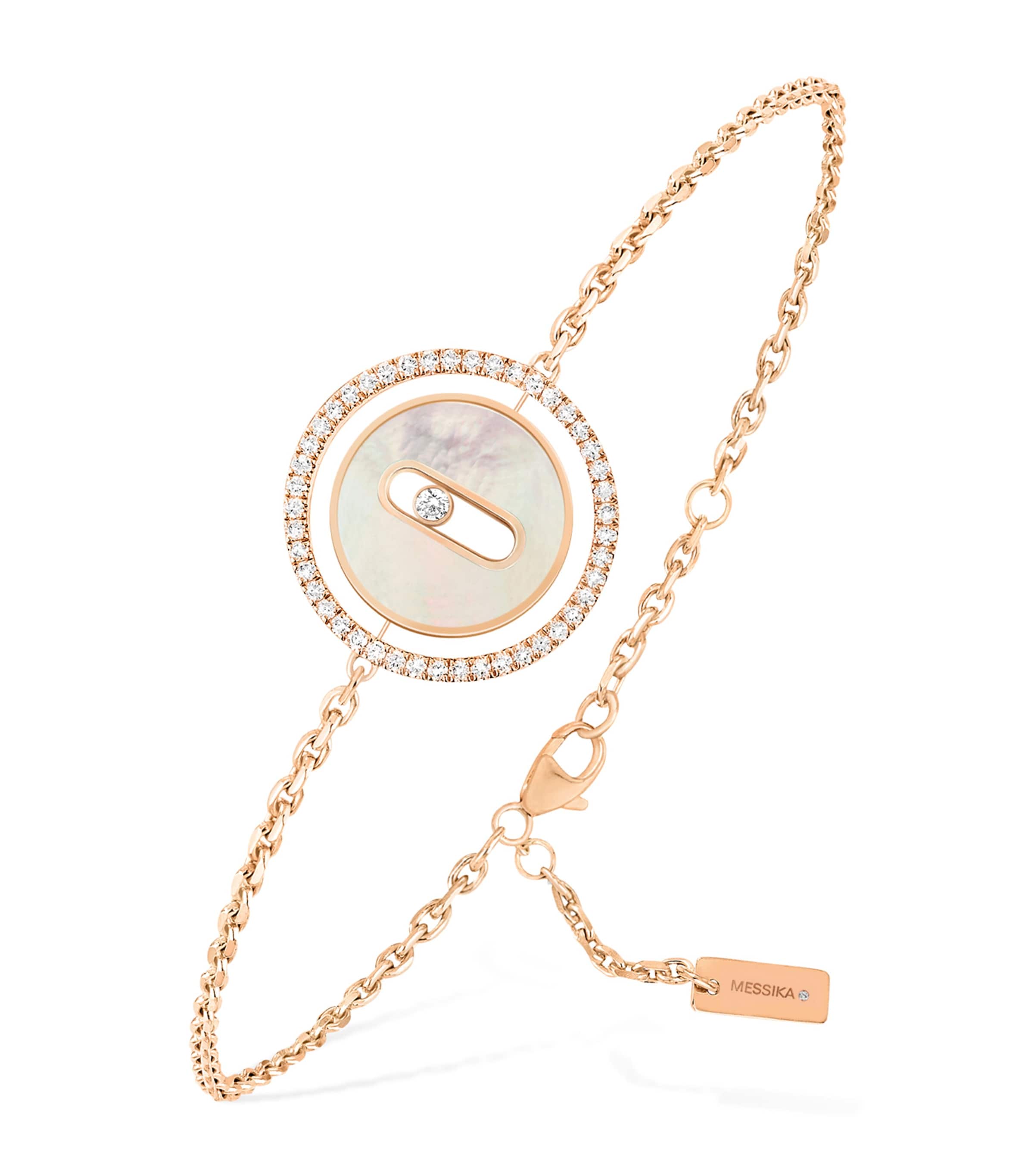 Messika Rose Gold, Diamond And Mother-of-pearl Lucky Move Bracelet In Pink Gold