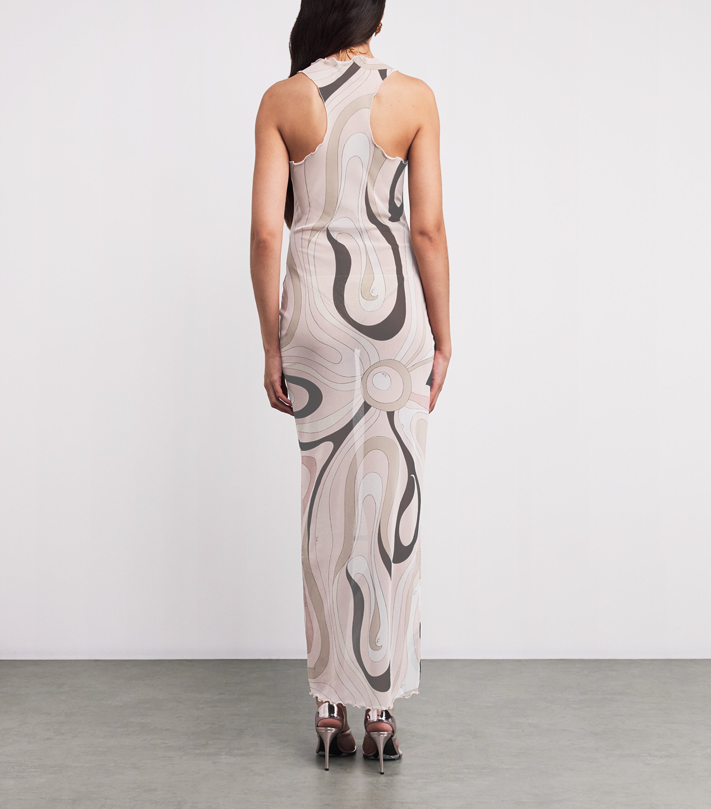 PUCCI Womens Tulle Marmo Maxi Dress Nude Image 3