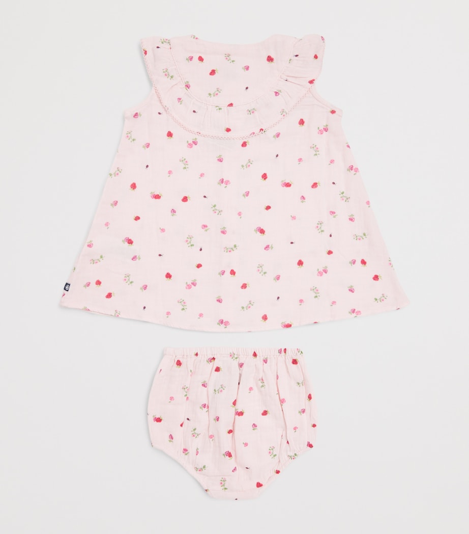 Petit Bateau Cotton Fruit and Floral Print Dress and Bloomers Set (3-18 Months) Barely/multico Image 2