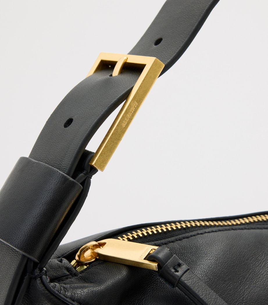 Leather Luna Shoulder Bag BLACK Image 3