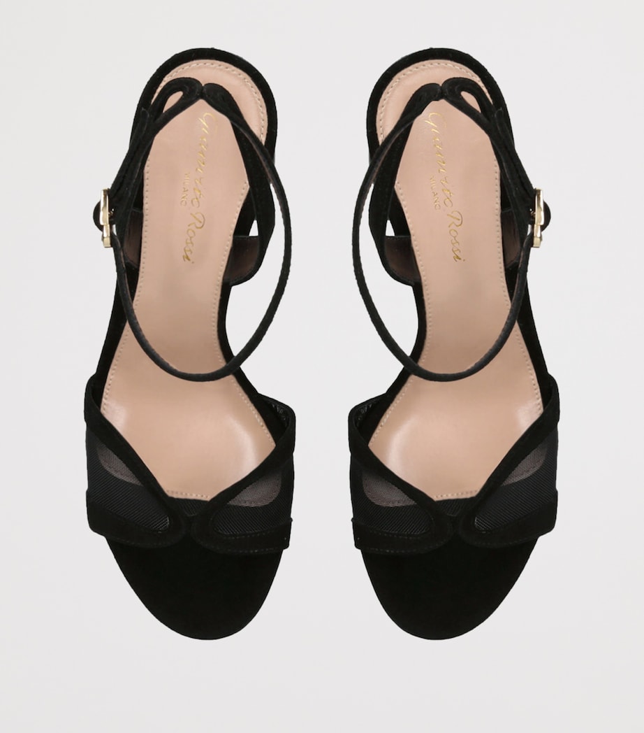 Mesh and Suede Platform Sandals 105 BLACK Image 4