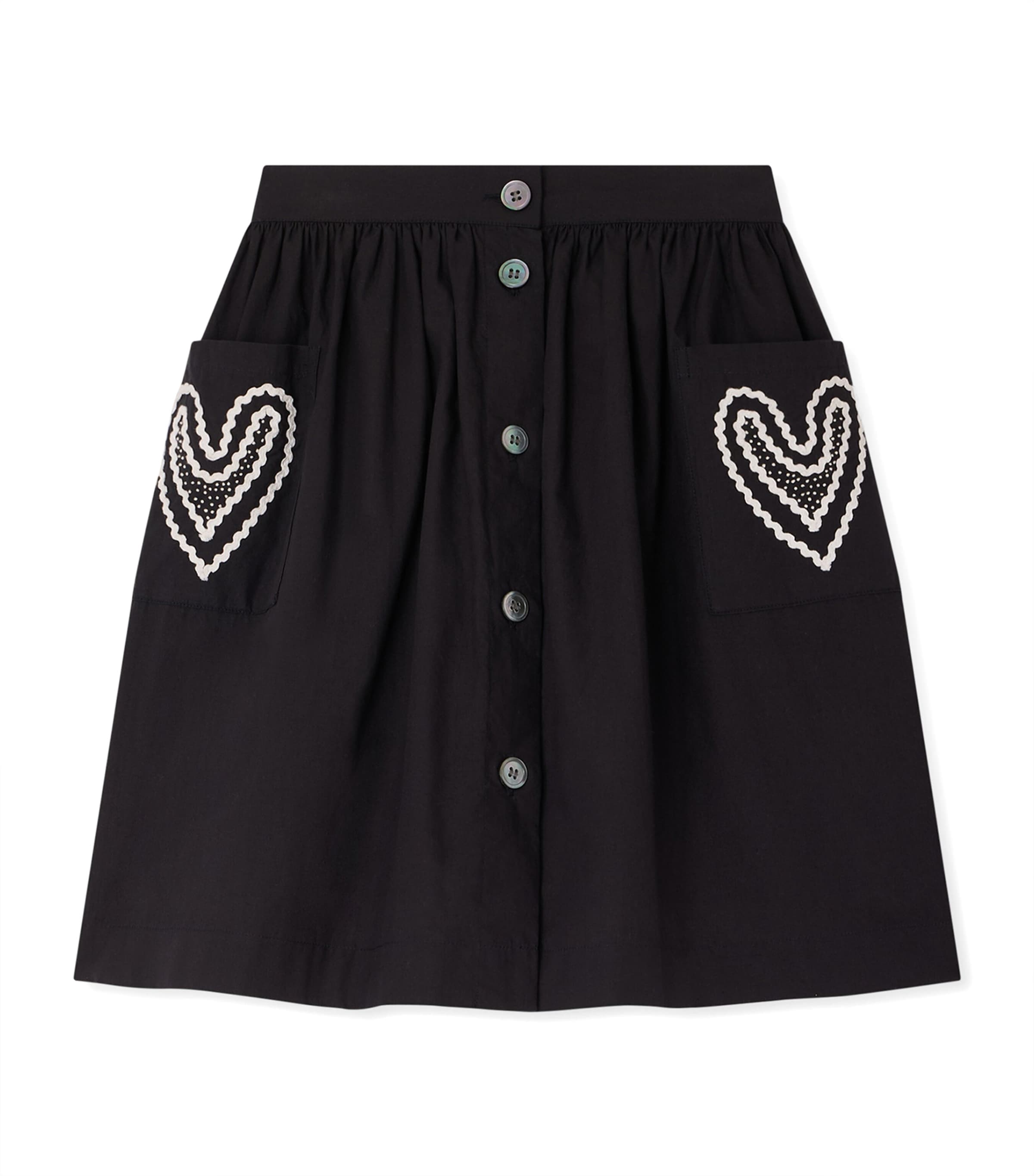 Bonpoint Cotton Heart Skirt (10-14 Years) Faux Noir Image 1
