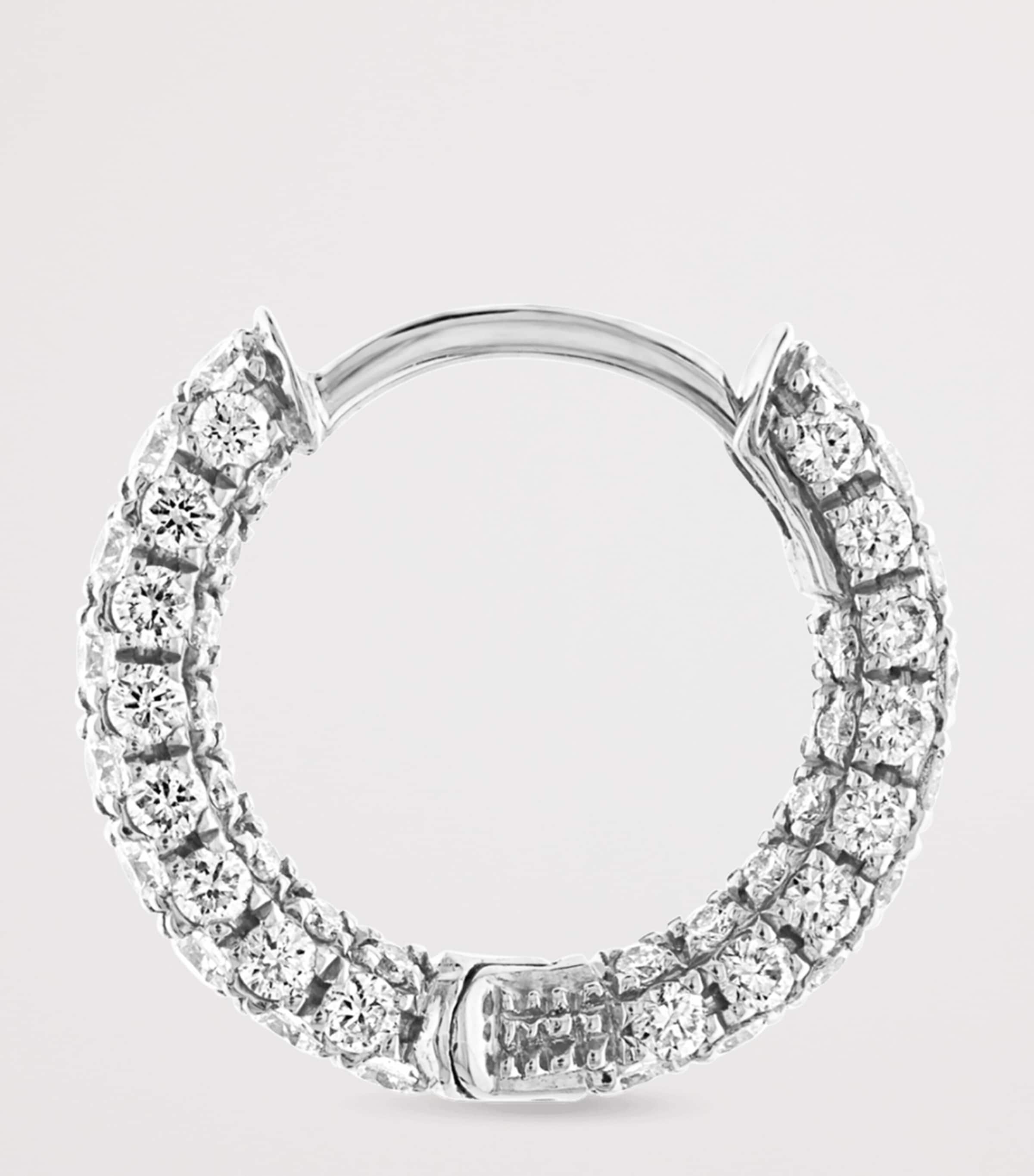 Diamond Five Row Pavé Single Hoop Earring (8mm) WHITE GOLD Image 2