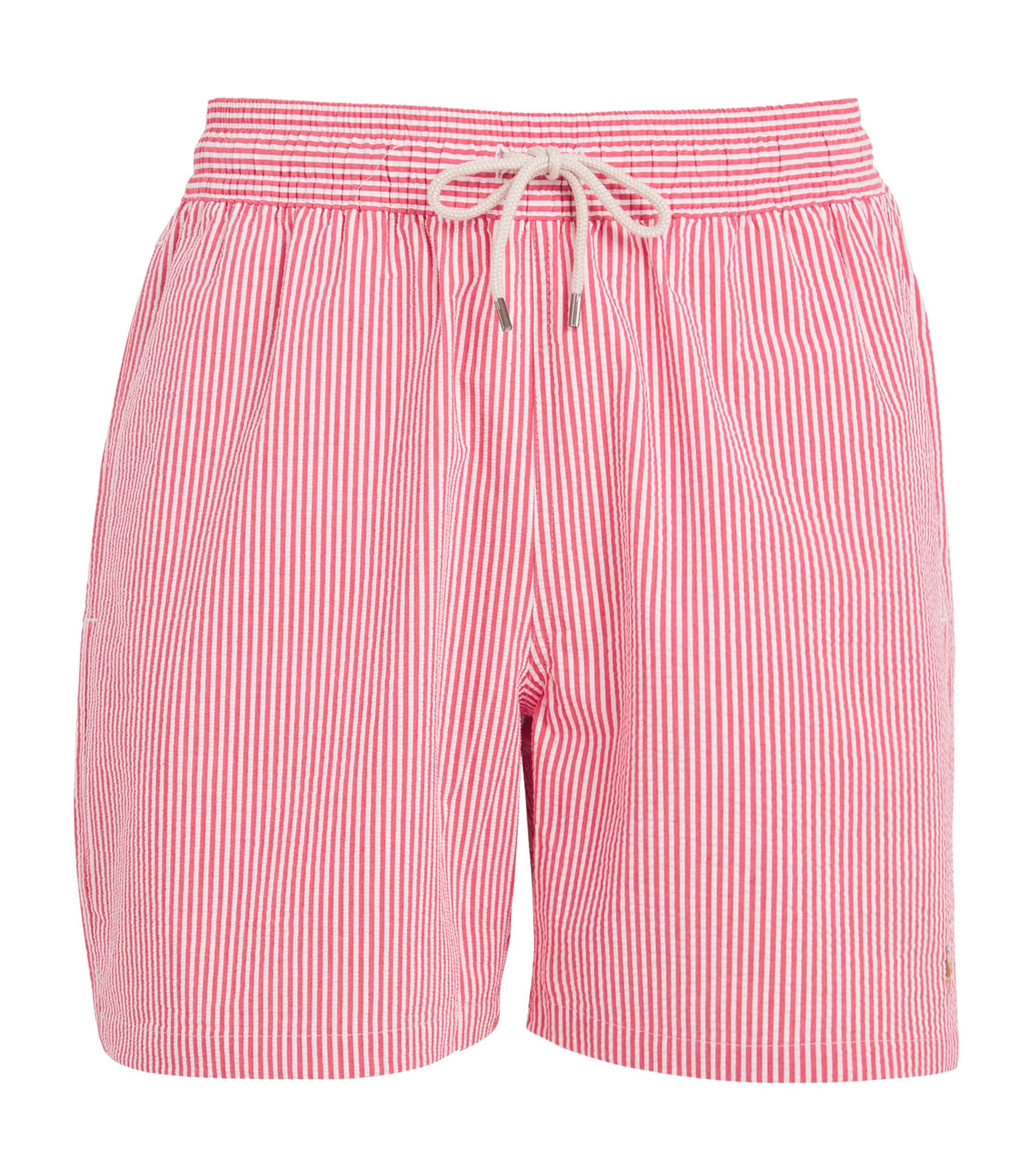 Polo Ralph Lauren Striped Traveller Swim Shorts In Red