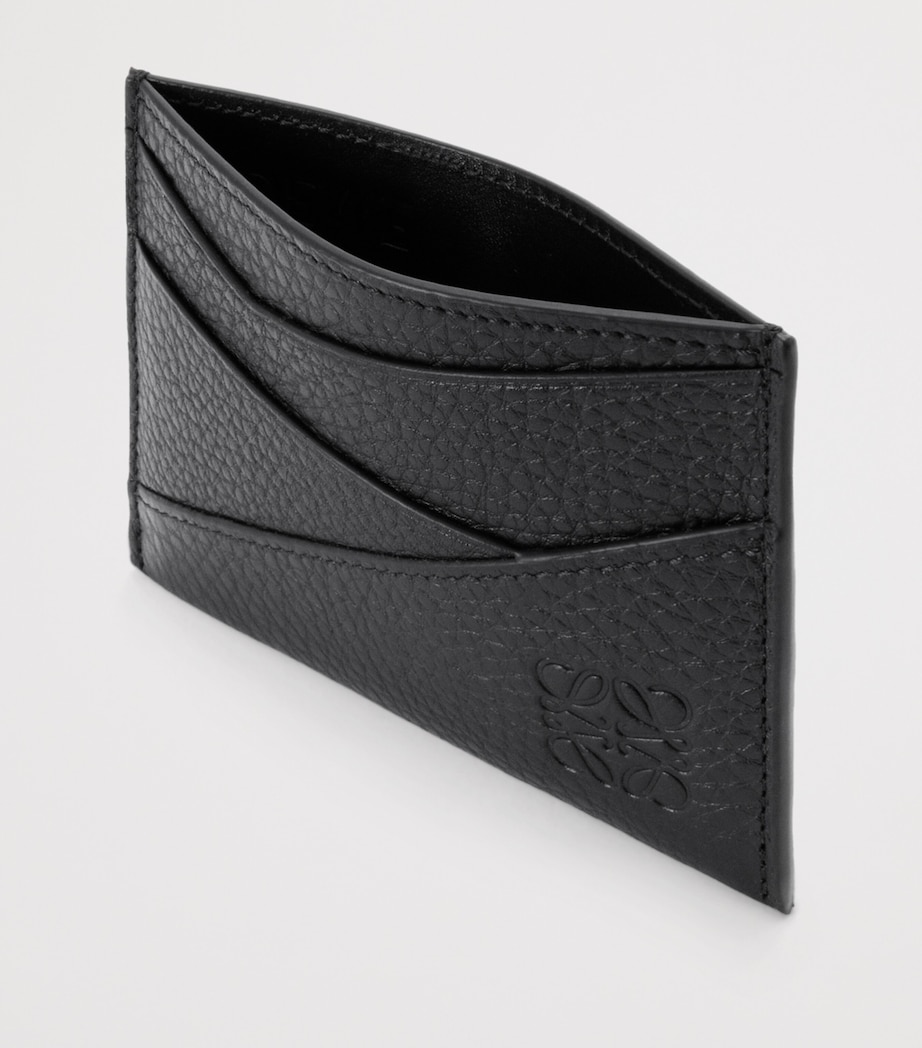 Grained Leather Puzzle Card Holder BLACK Image 3