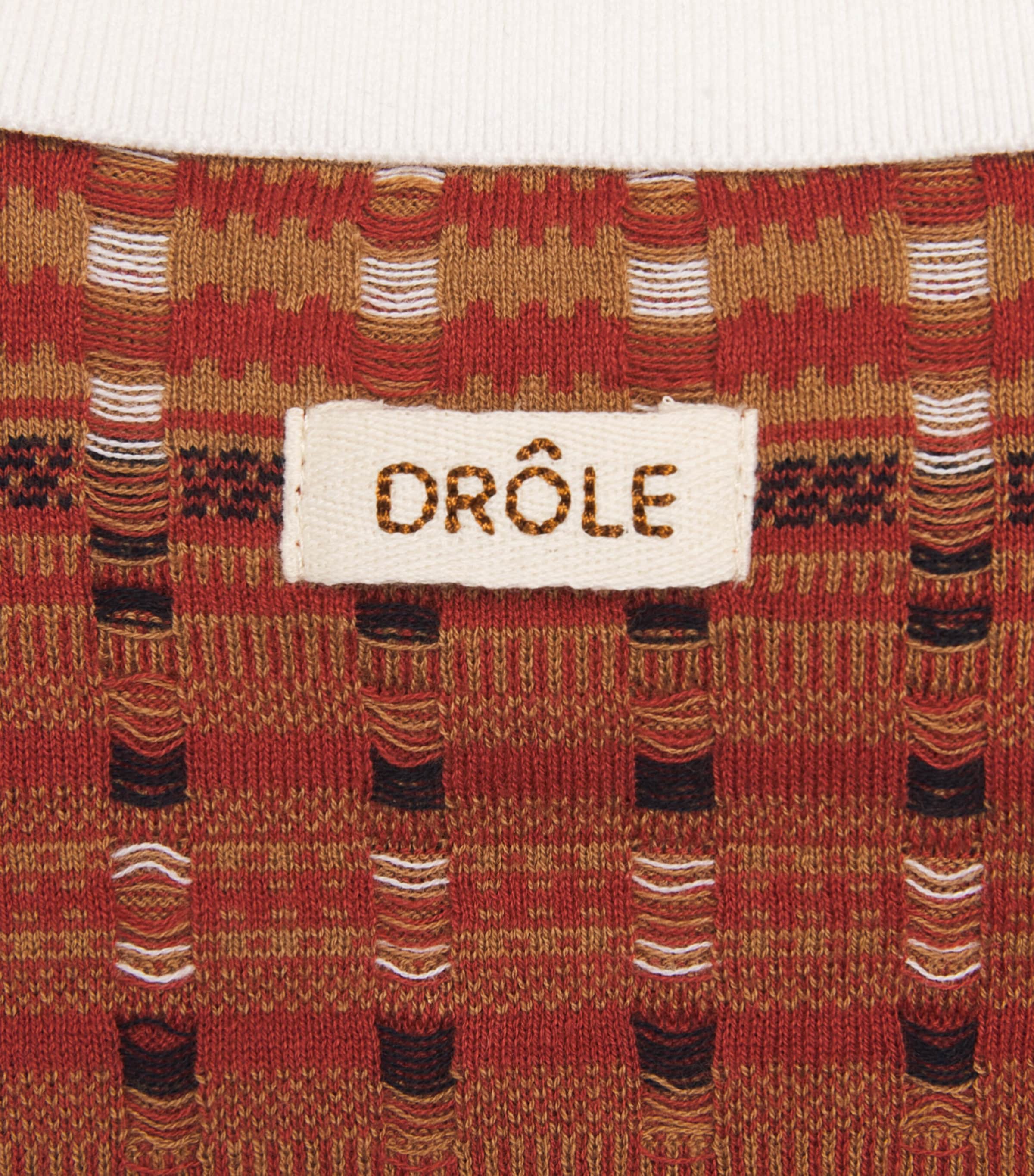 Drôle De Monsieur Mens Cotton Open-Knit Polo Shirt Drd / Dark Red Image 6