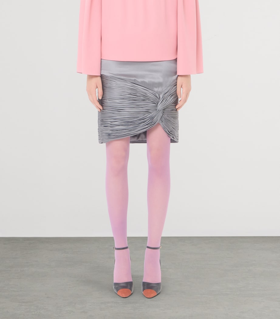 Valentino Womens Satin Draped Plissé Mini Skirt Image 3