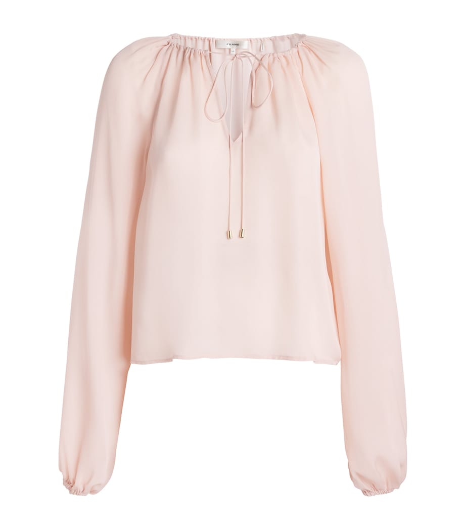 FRAME Womens Silk Balloon Blouse Taffy Image 1