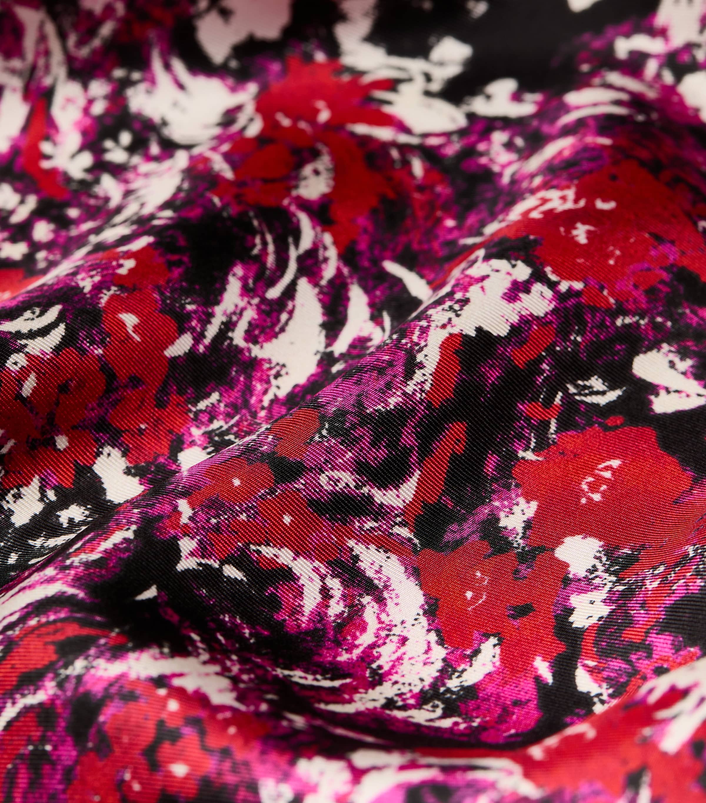 Silk Floral Print Square Shawl BLACK/FUCHSIA Image 2
