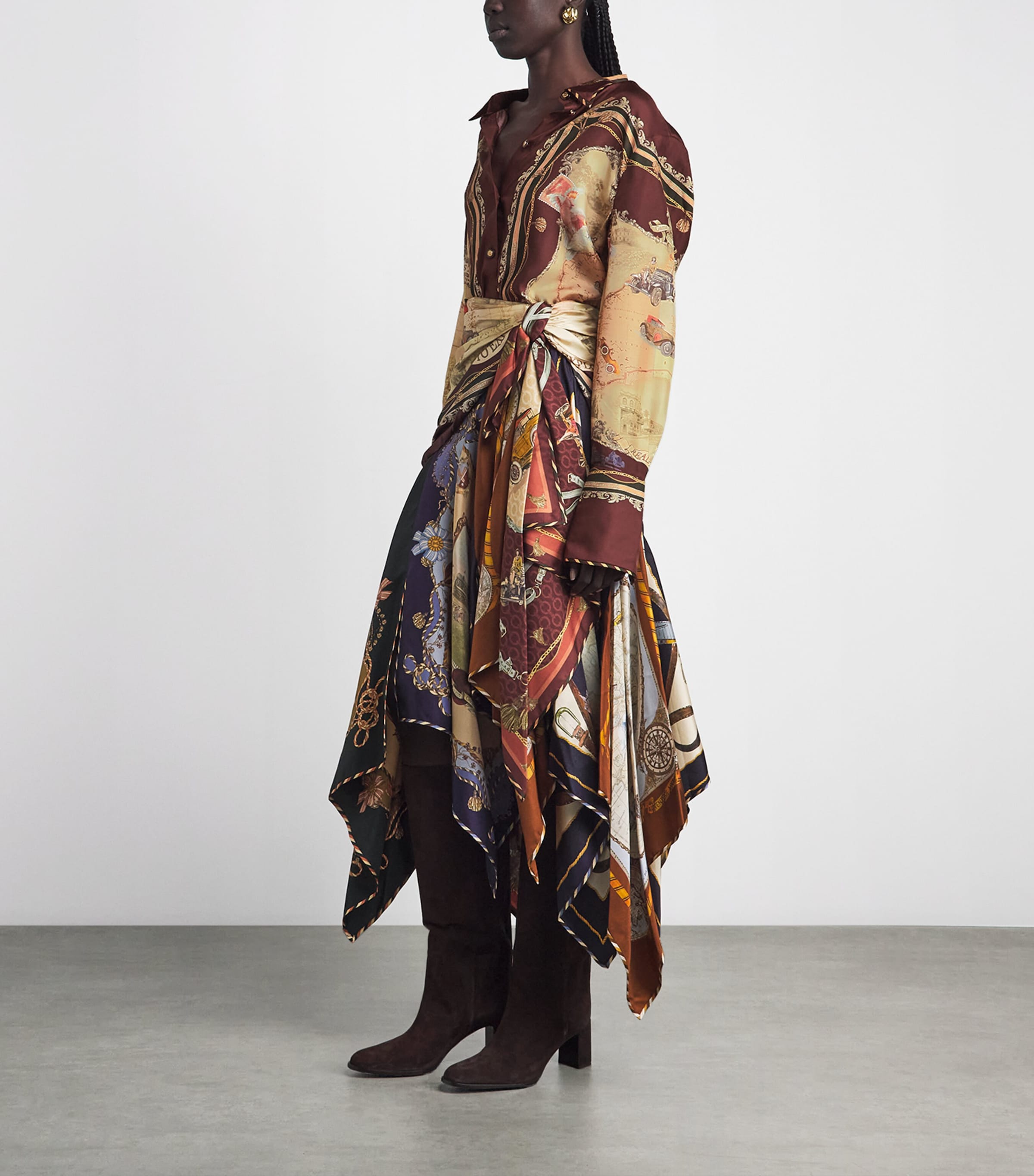Zimmermann Womens Silk Valiant Shirt Plum Scarf Image 2