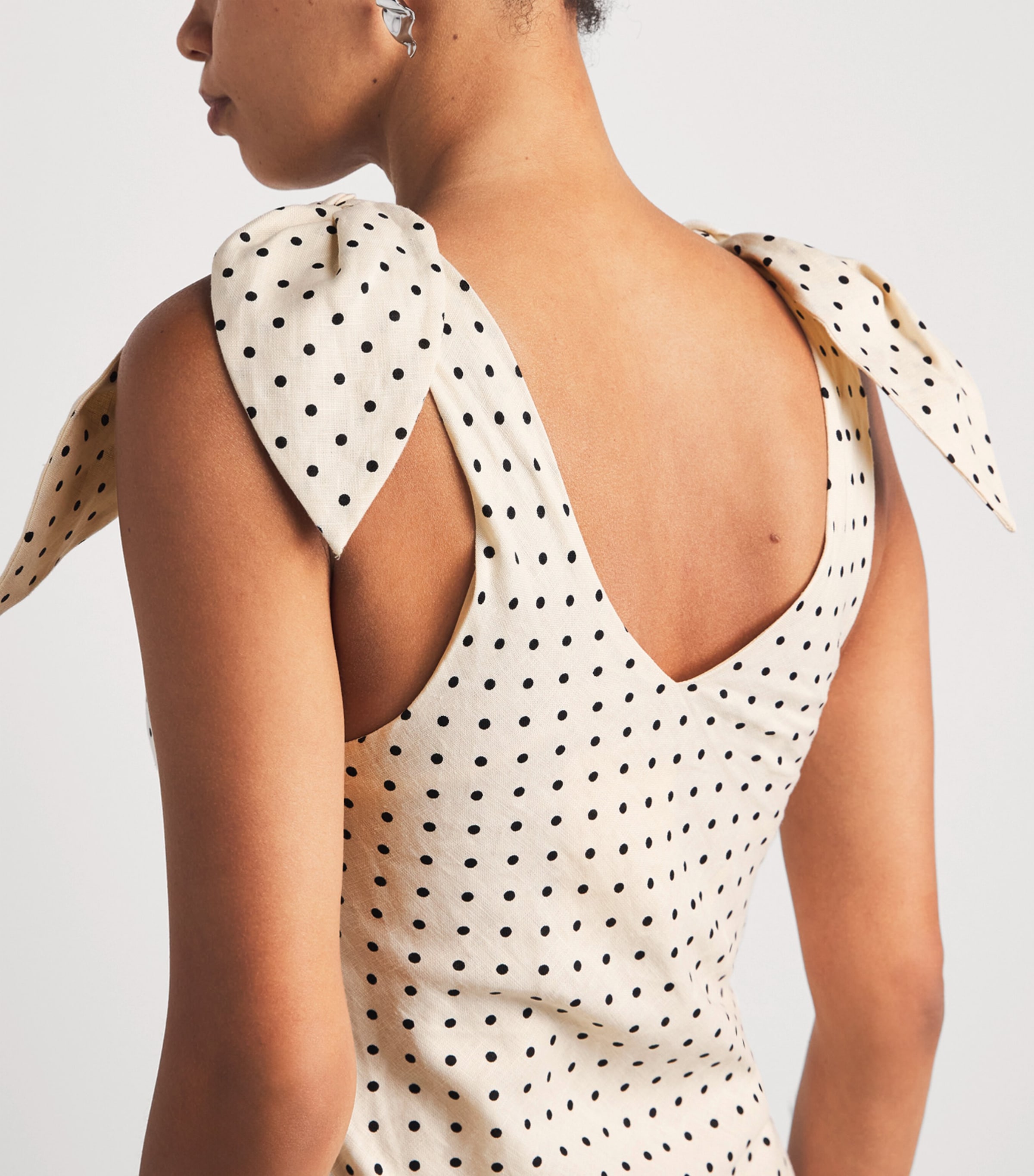 Faithfull The Brand Womens Linen Polka-Dot Solana Maxi Dress Lola Plka Dt Crm/blk Image 3
