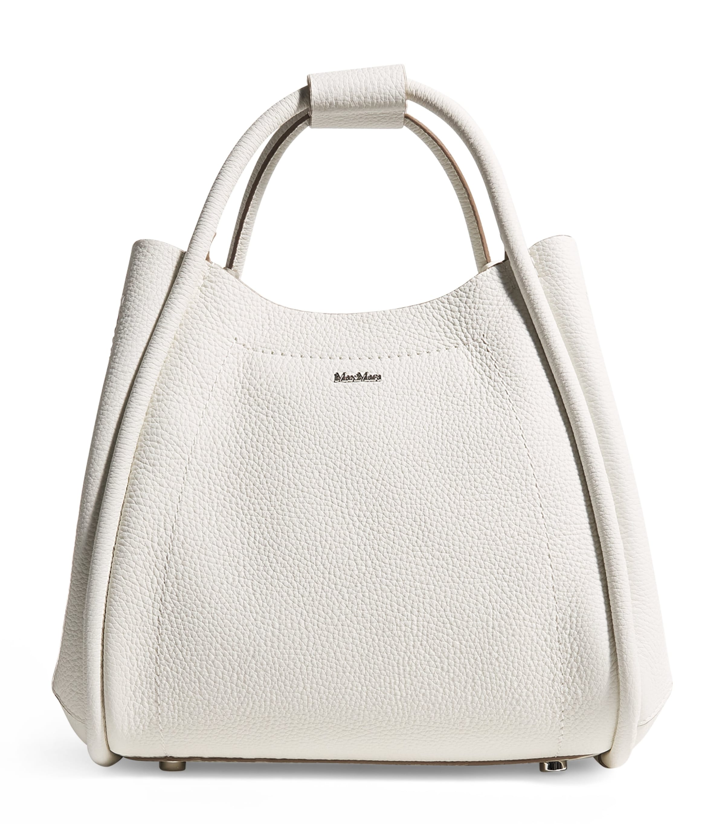 Shop Max Mara Small Leather Marine Top-handle Bag In White