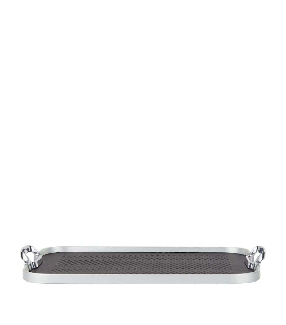 Rubber Grip Cut-Out Handle Tray SILVER WITH BLACK Image 1