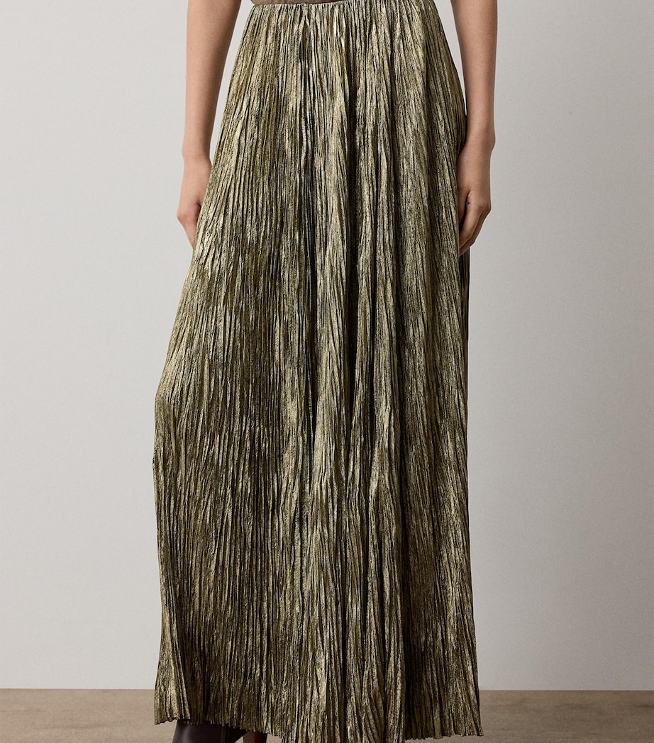 Ralph Lauren Collection Womens Pleated Maxi Skirt Tarnished Silver Image 2