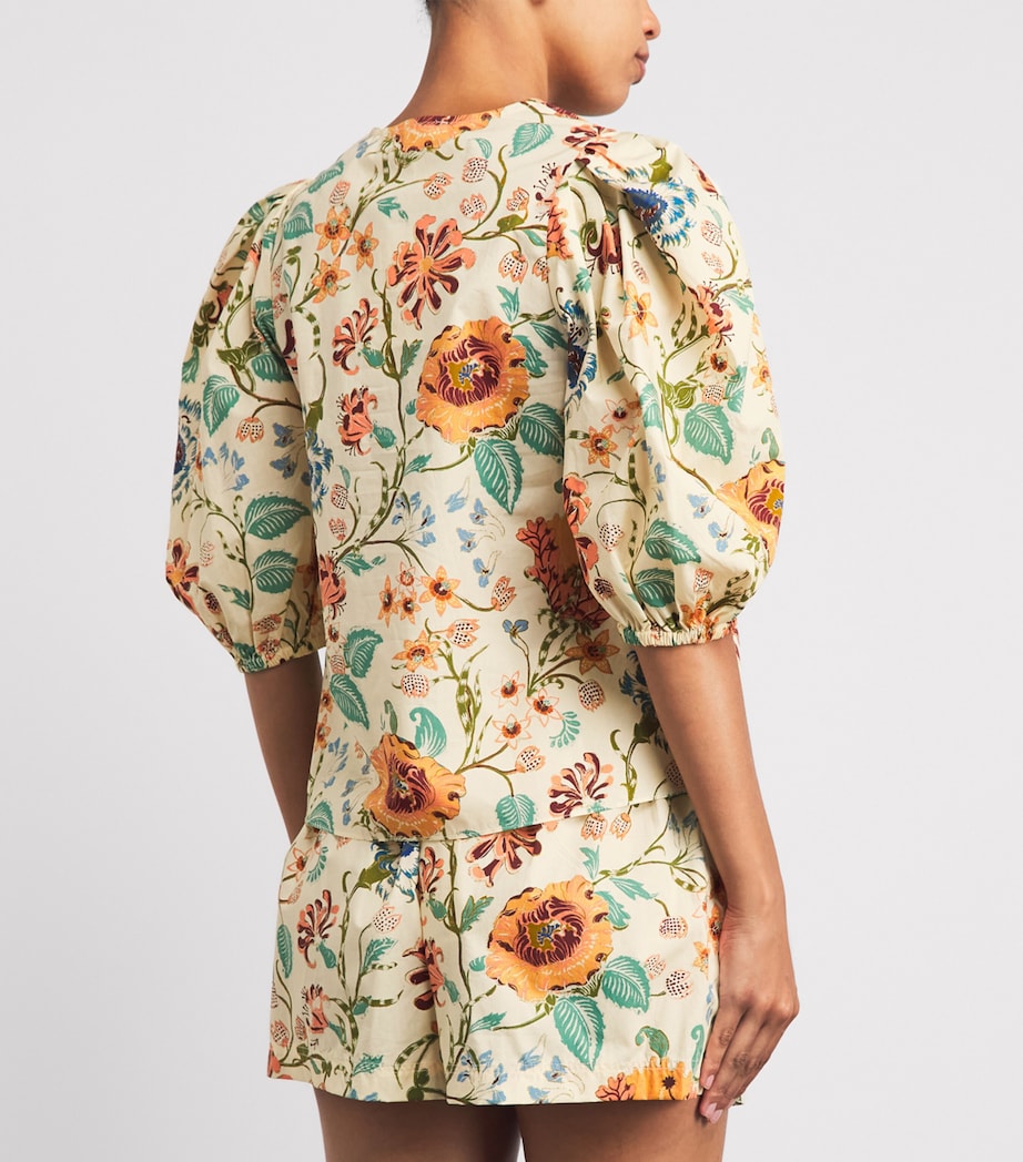 Ulla Johnson Womens Cotton Florielle Floral Blouse Abalone Image 5