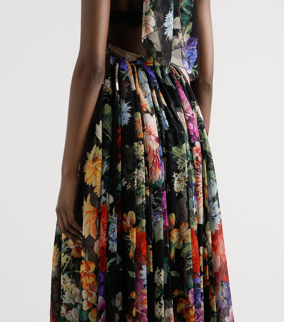 Silk Floral Maxi Dress HN5PC-B.FIORI CRET. Image 5