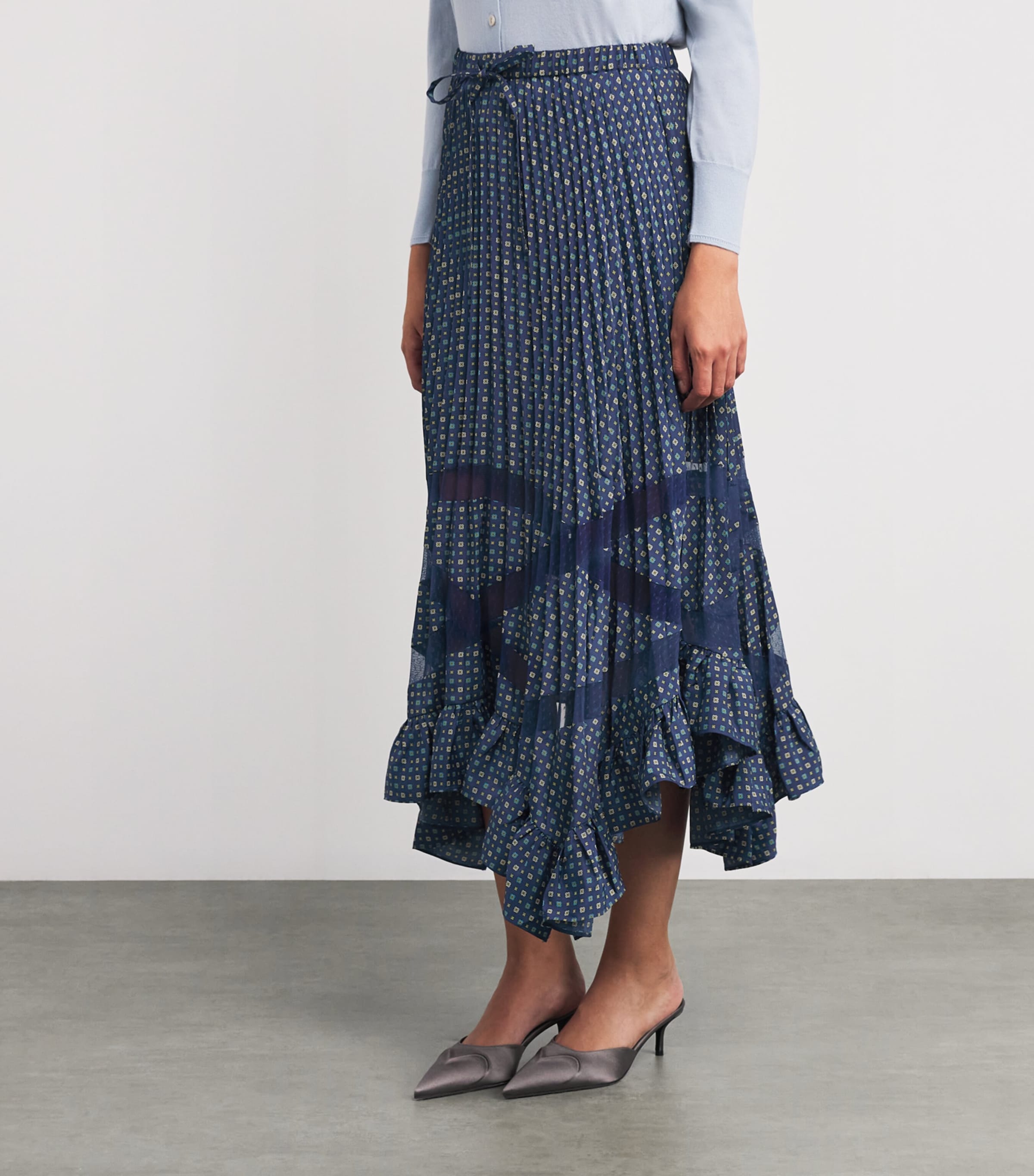 Pleated Ruffle Maxi Skirt DARK PRINT Image 3