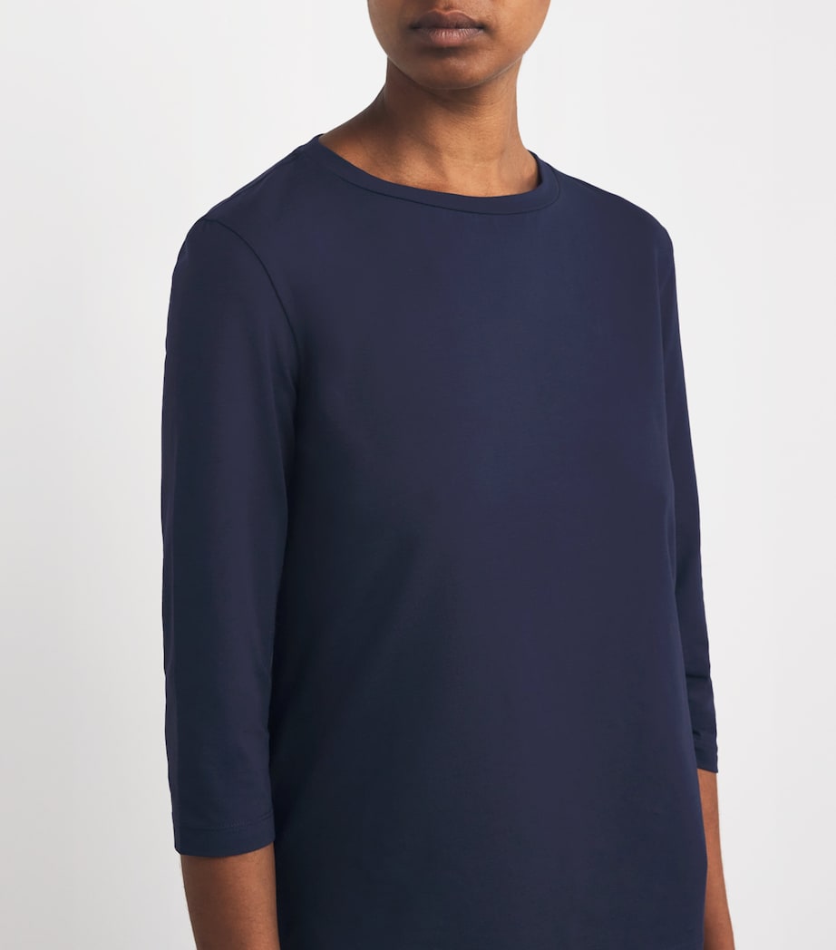 Stretch-Cotton Cropped-Sleeve T-Shirt NAVY Image 6