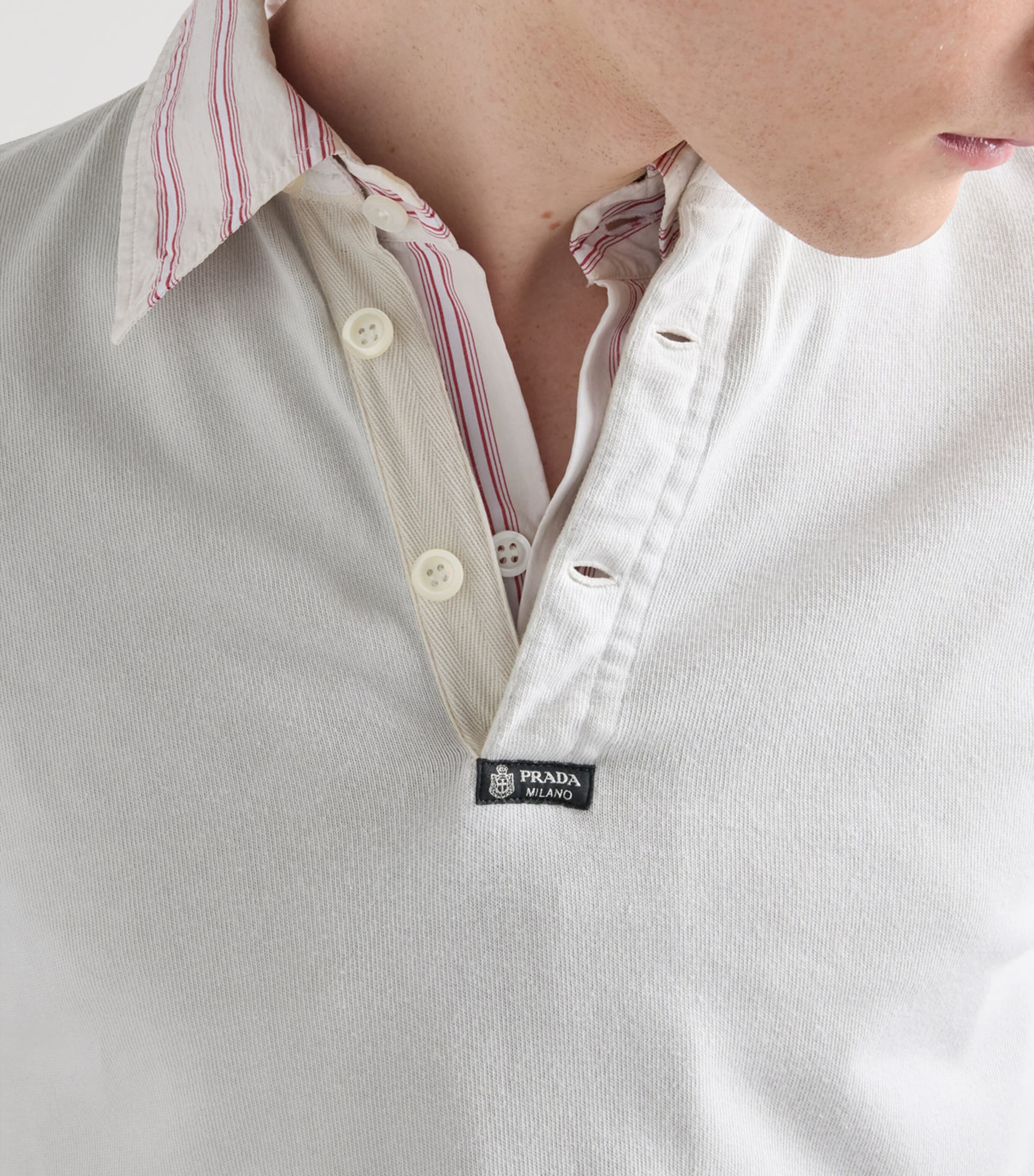 Prada Mens Cotton Rugby Shirt Neutral Image 5