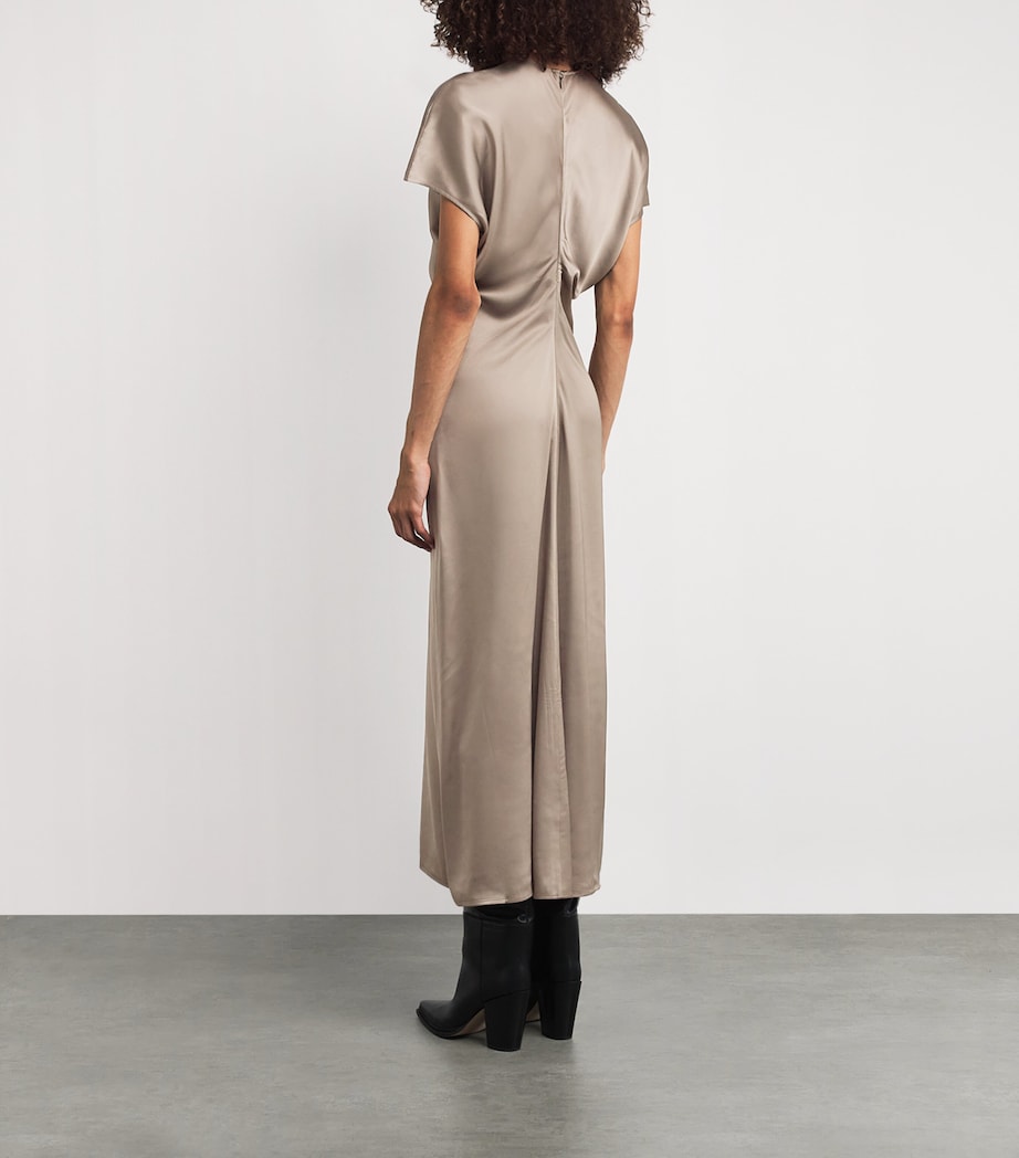 Satin Slouch-Waist Midi Dress 079 TAUPE Image 3