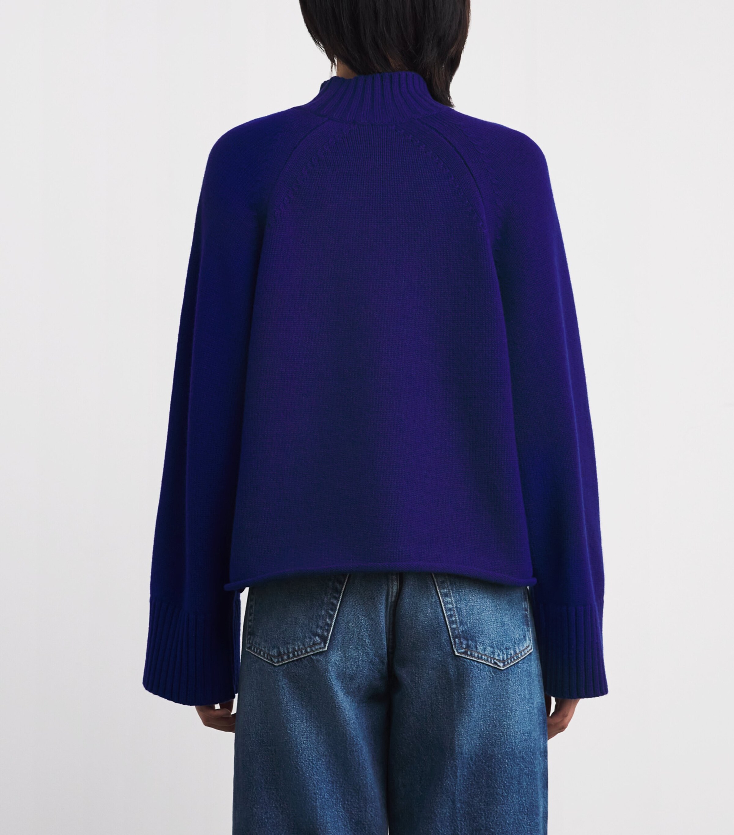 ME+EM Blue Merino Wool-Cashmere Raglan Sweater | Harrods UK