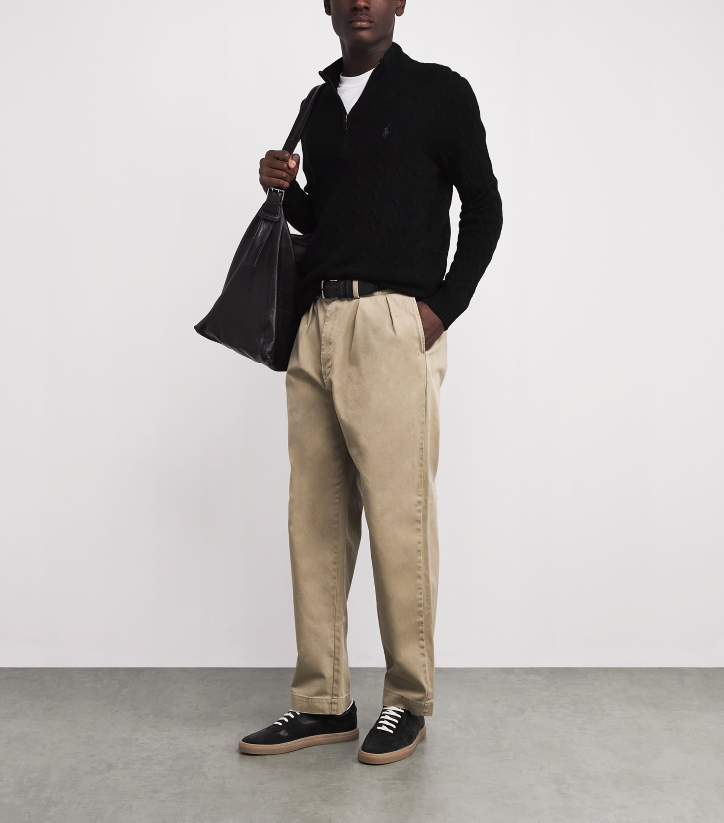 Wool-Cashmere Quarter-Zip Sweater BLACK Image 2